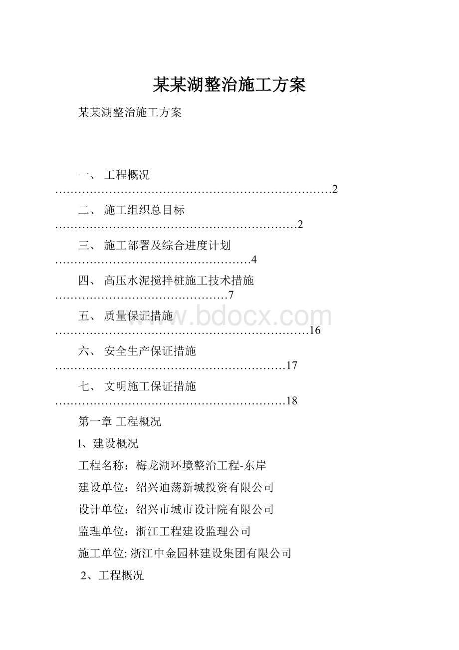 某某湖整治施工方案.docx