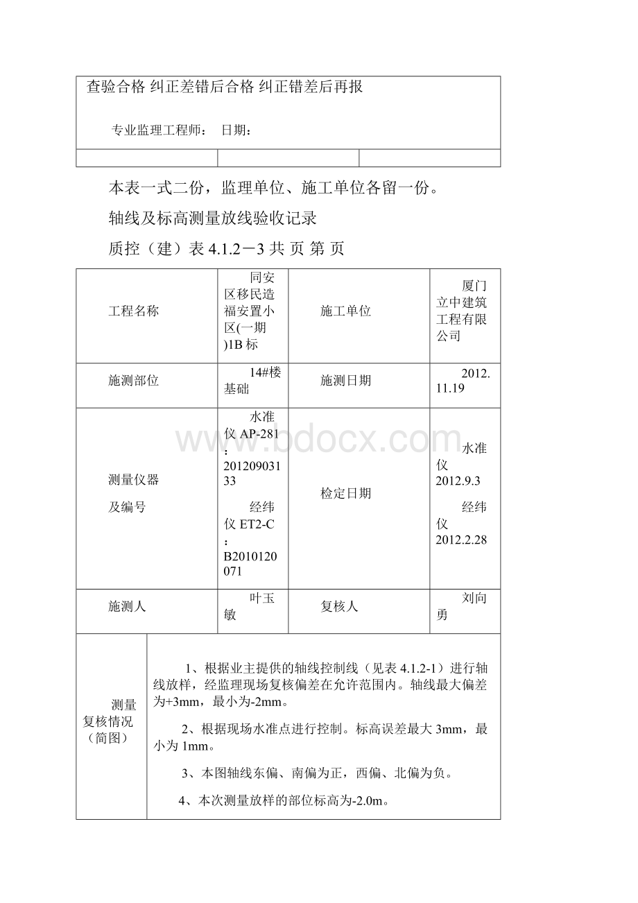 13# 轴线及标高测量放线验收记录.docx_第2页