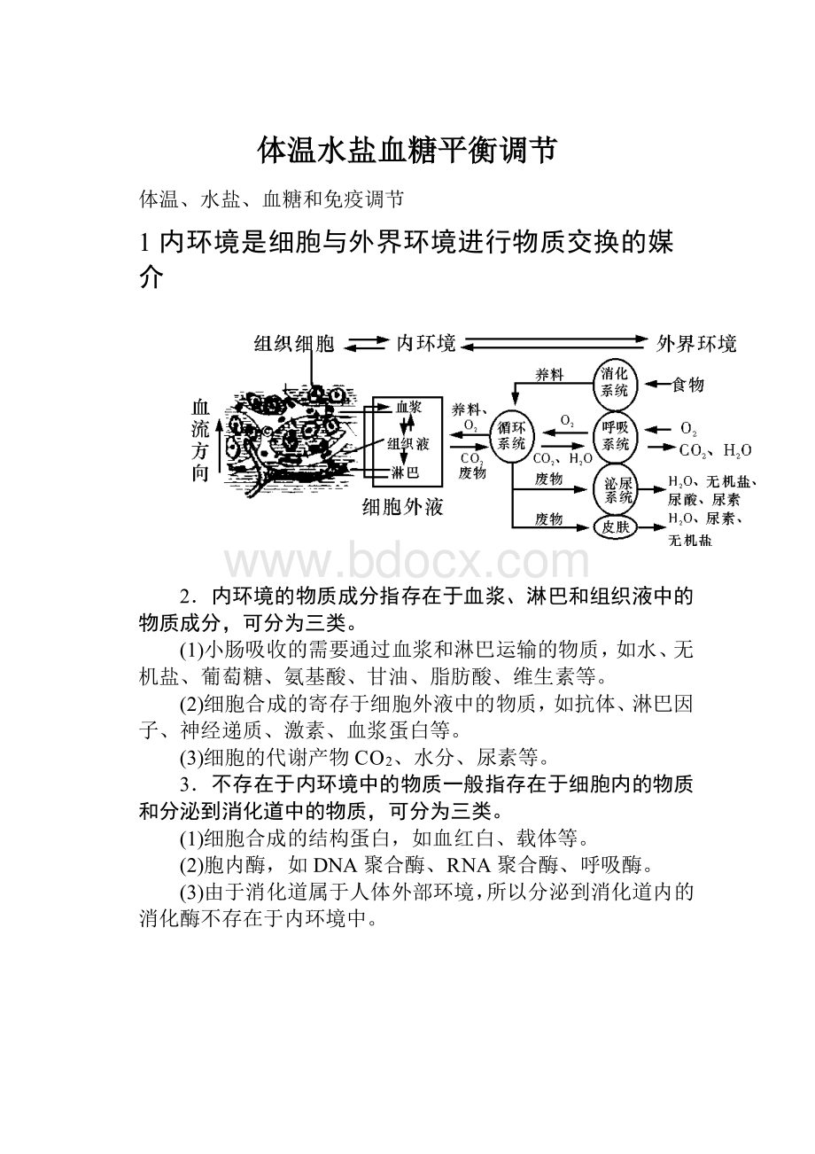 体温水盐血糖平衡调节.docx