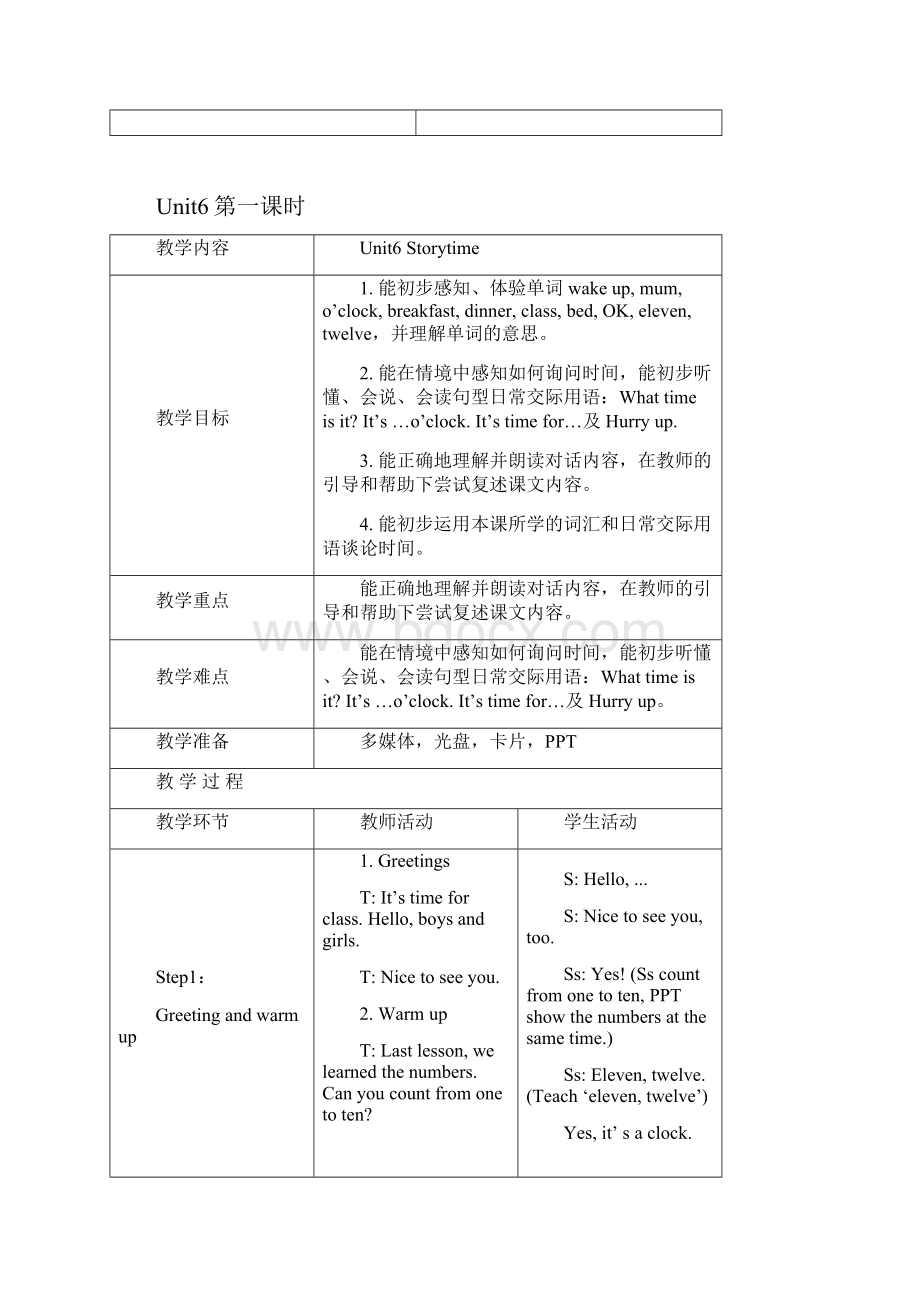 译林英语三年级下册教案Unit6 What time is it.docx_第2页