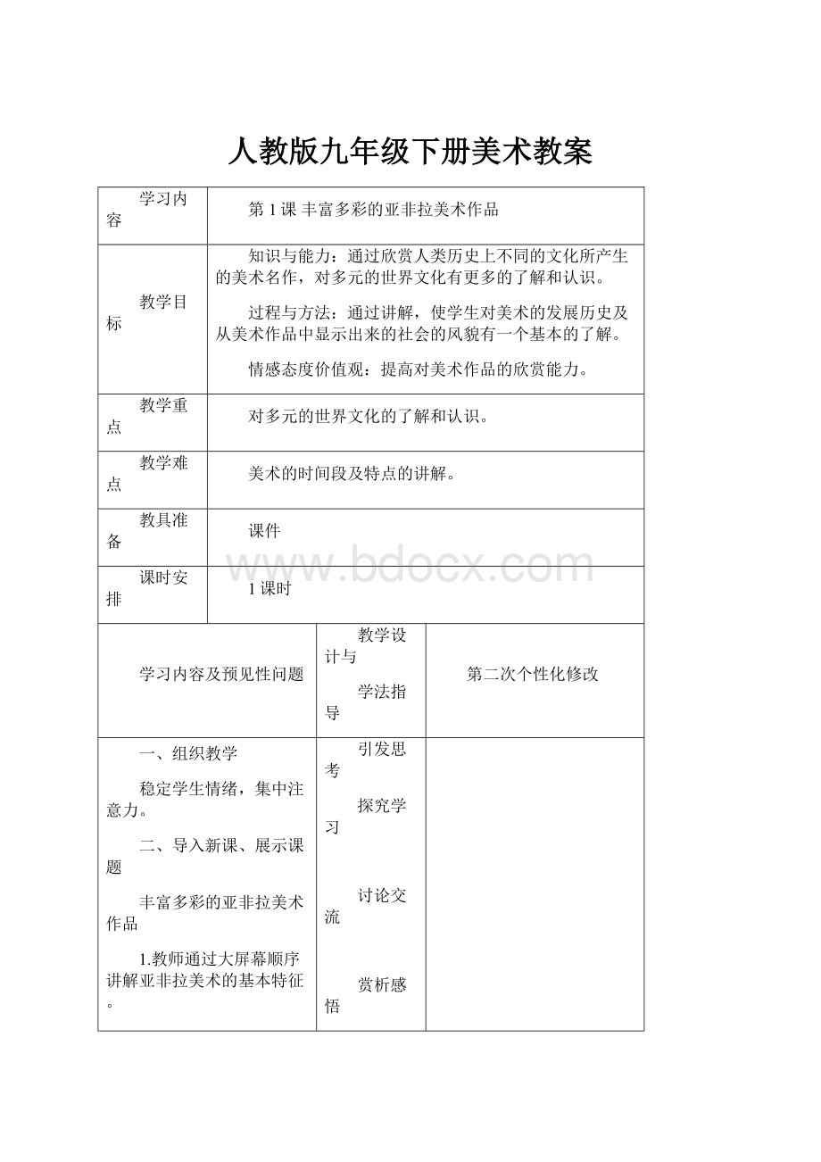 人教版九年级下册美术教案.docx_第1页