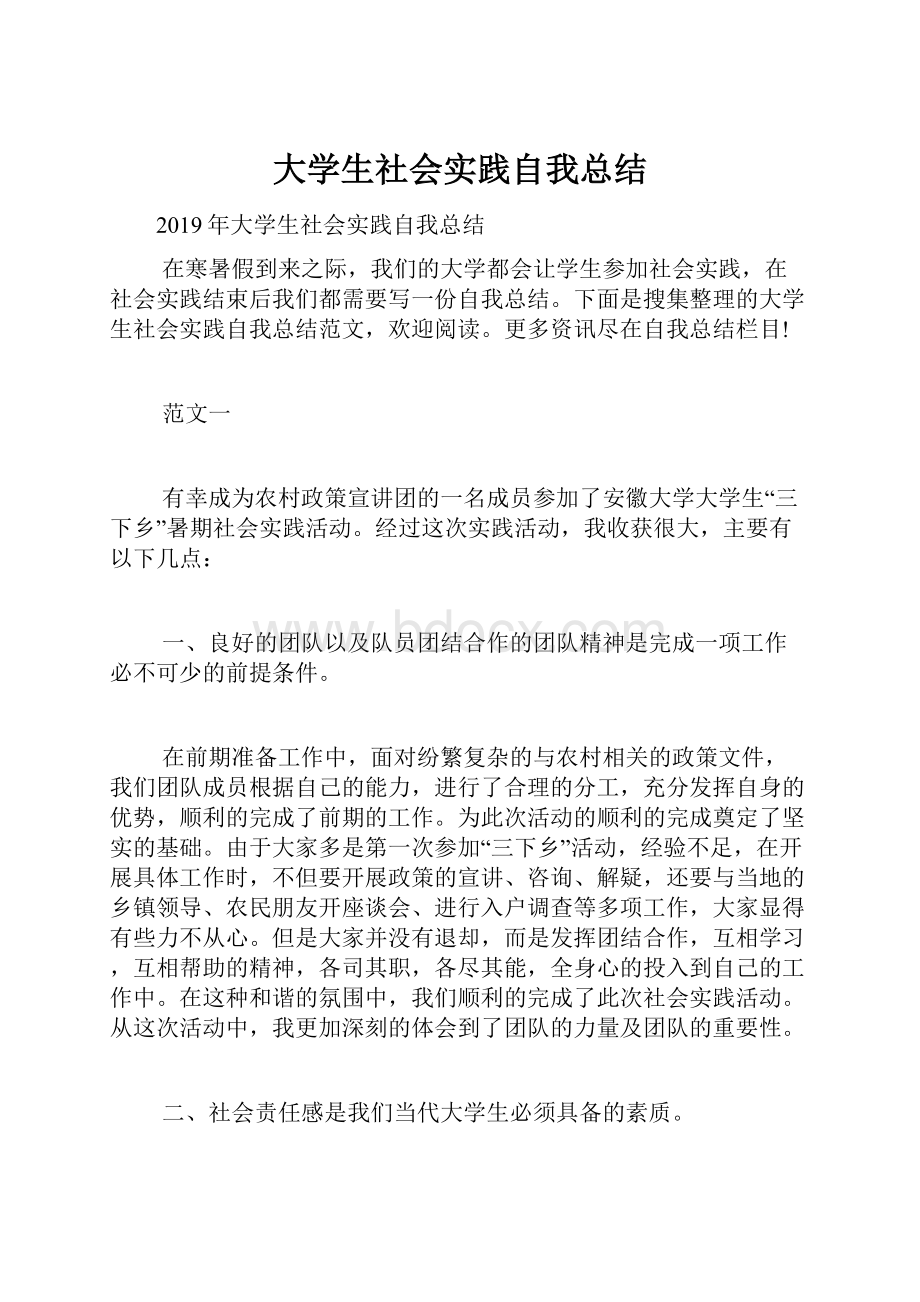 大学生社会实践自我总结.docx