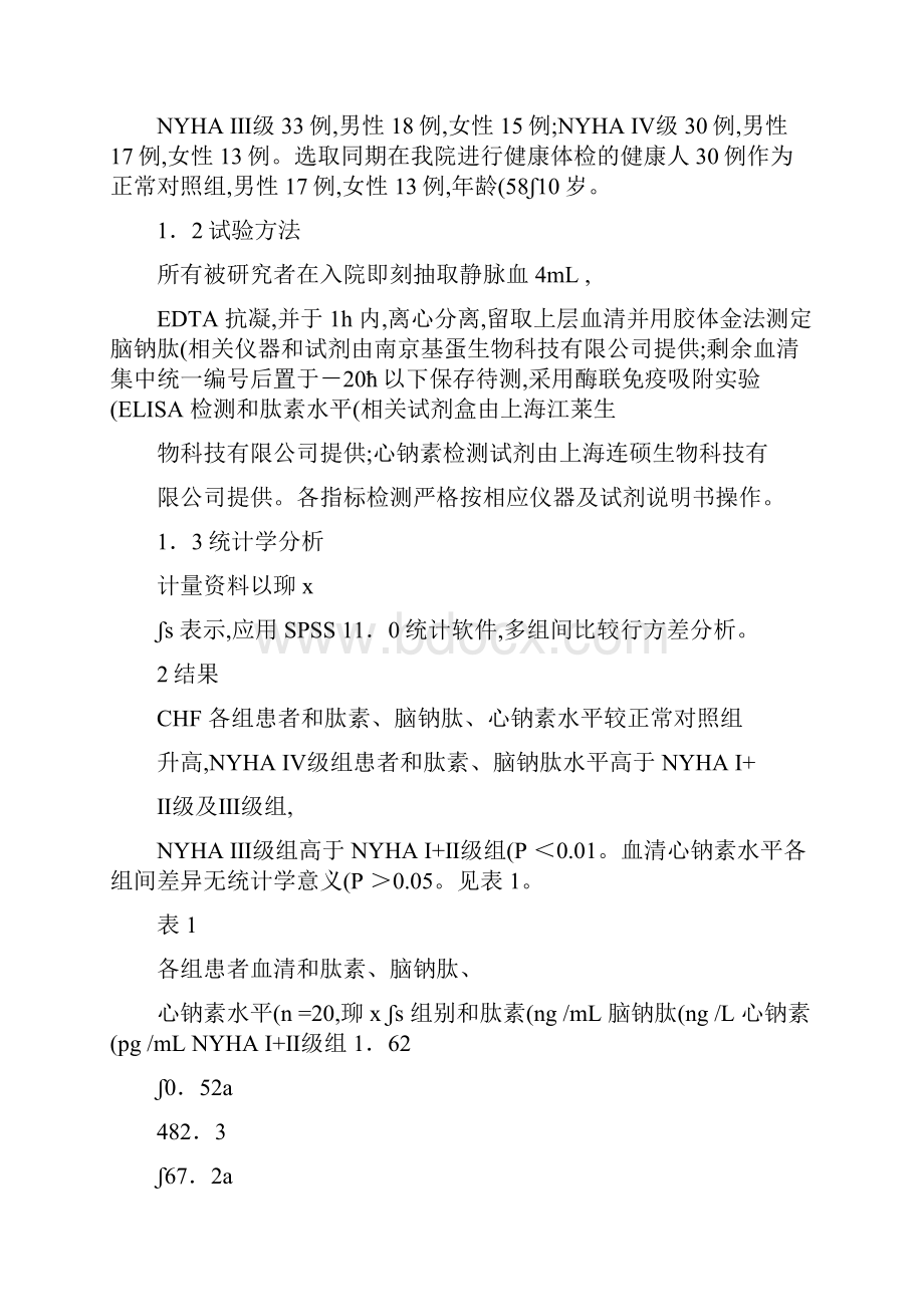 慢性心力衰竭患者血清和肽素心钠素脑钠肽水平变化及其临床意.docx_第3页