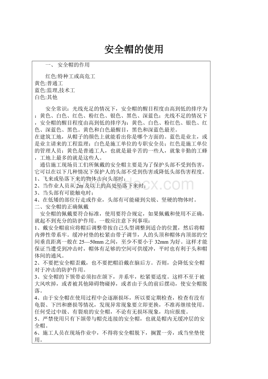 安全帽的使用.docx_第1页