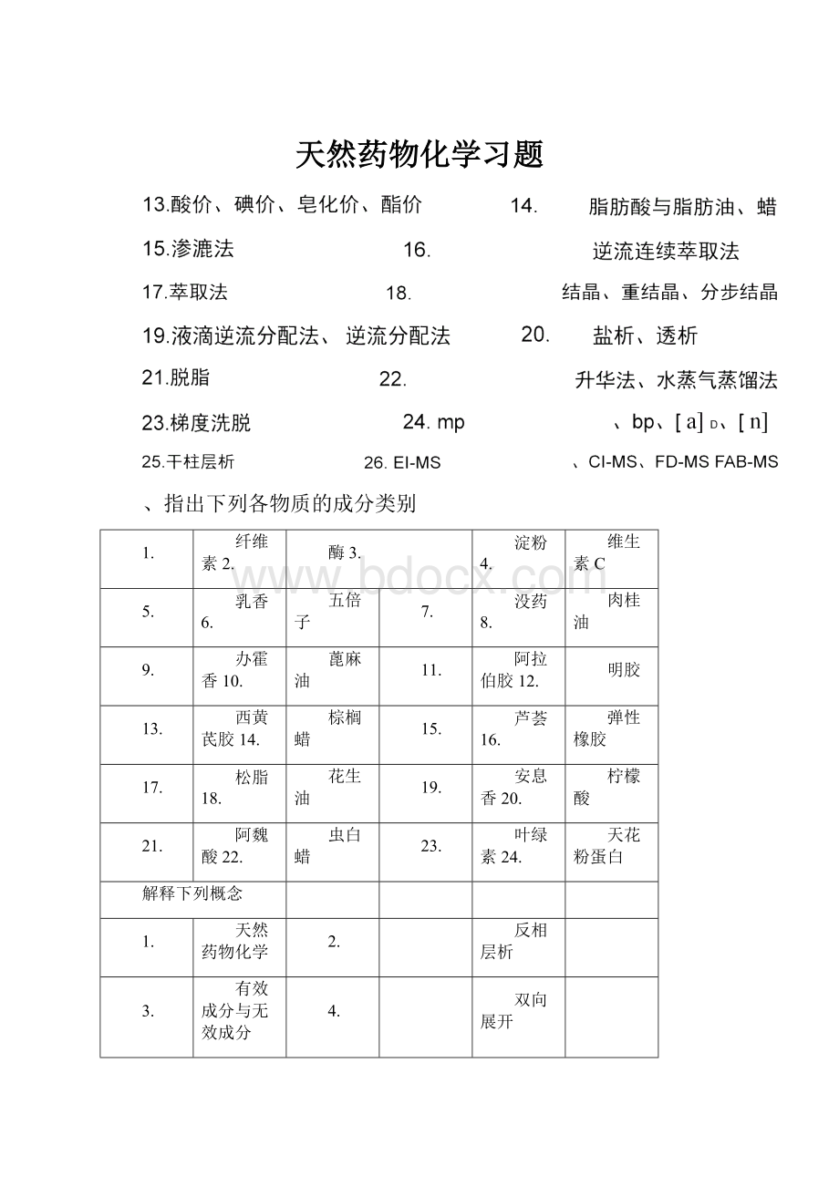 天然药物化学习题.docx