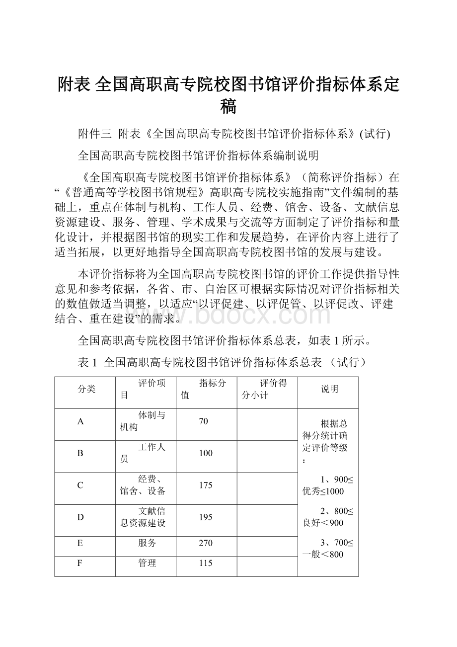 附表 全国高职高专院校图书馆评价指标体系定稿.docx_第1页