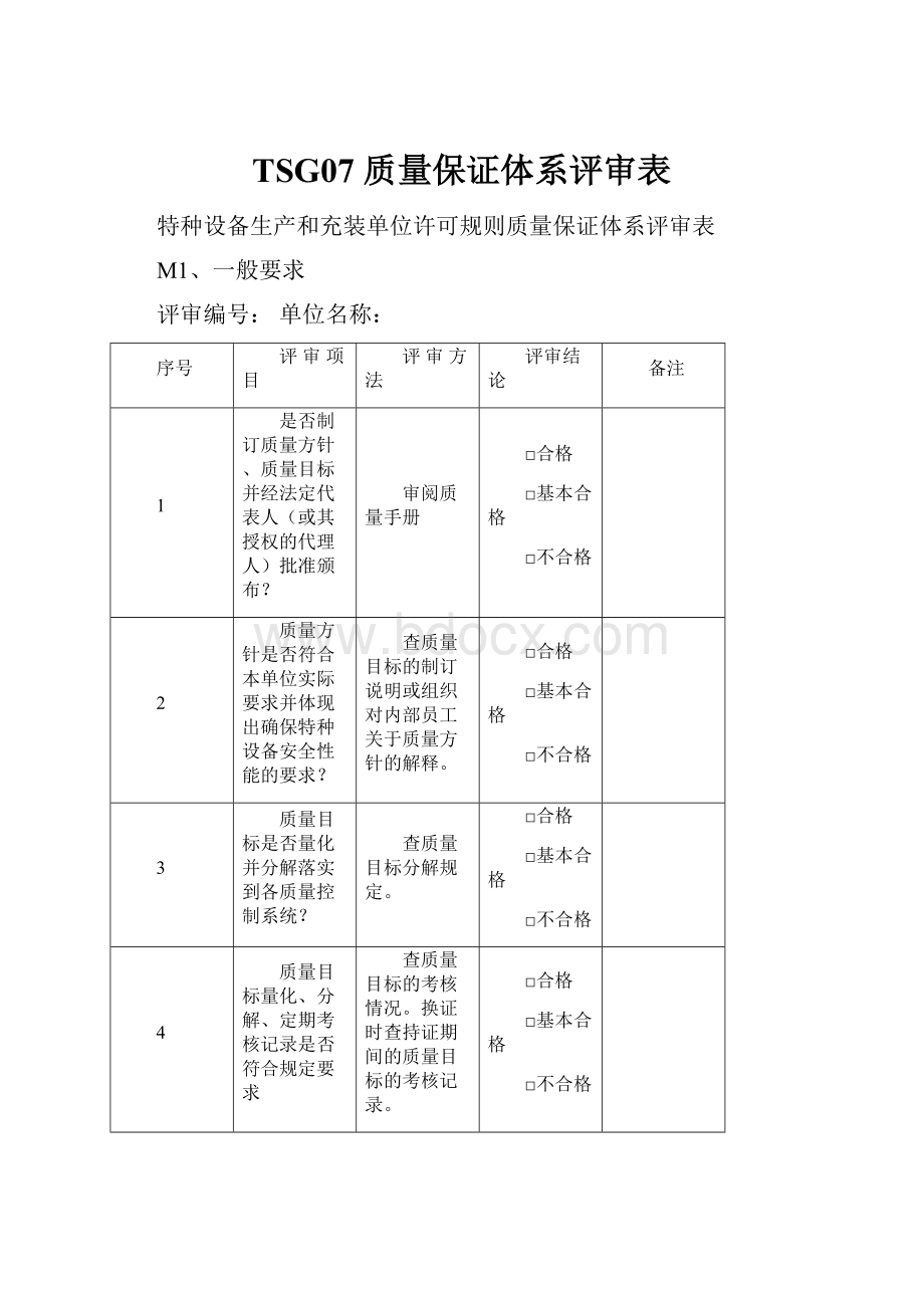 TSG07 质量保证体系评审表.docx