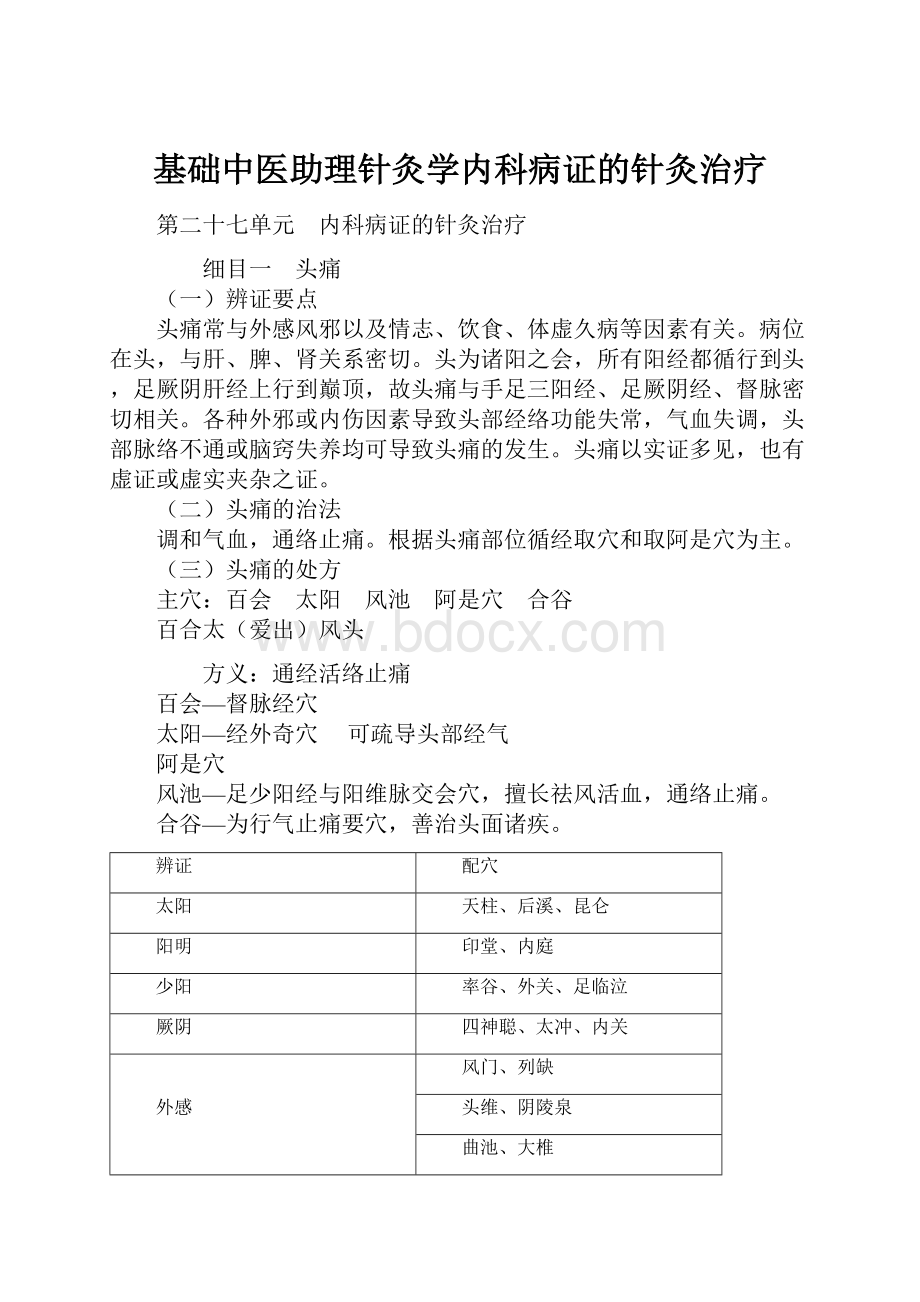 基础中医助理针灸学内科病证的针灸治疗.docx