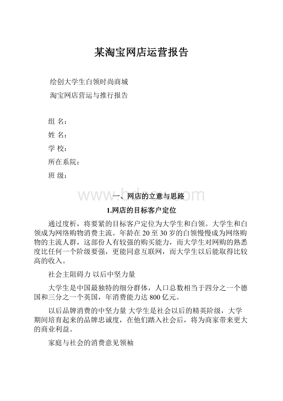 某淘宝网店运营报告.docx_第1页