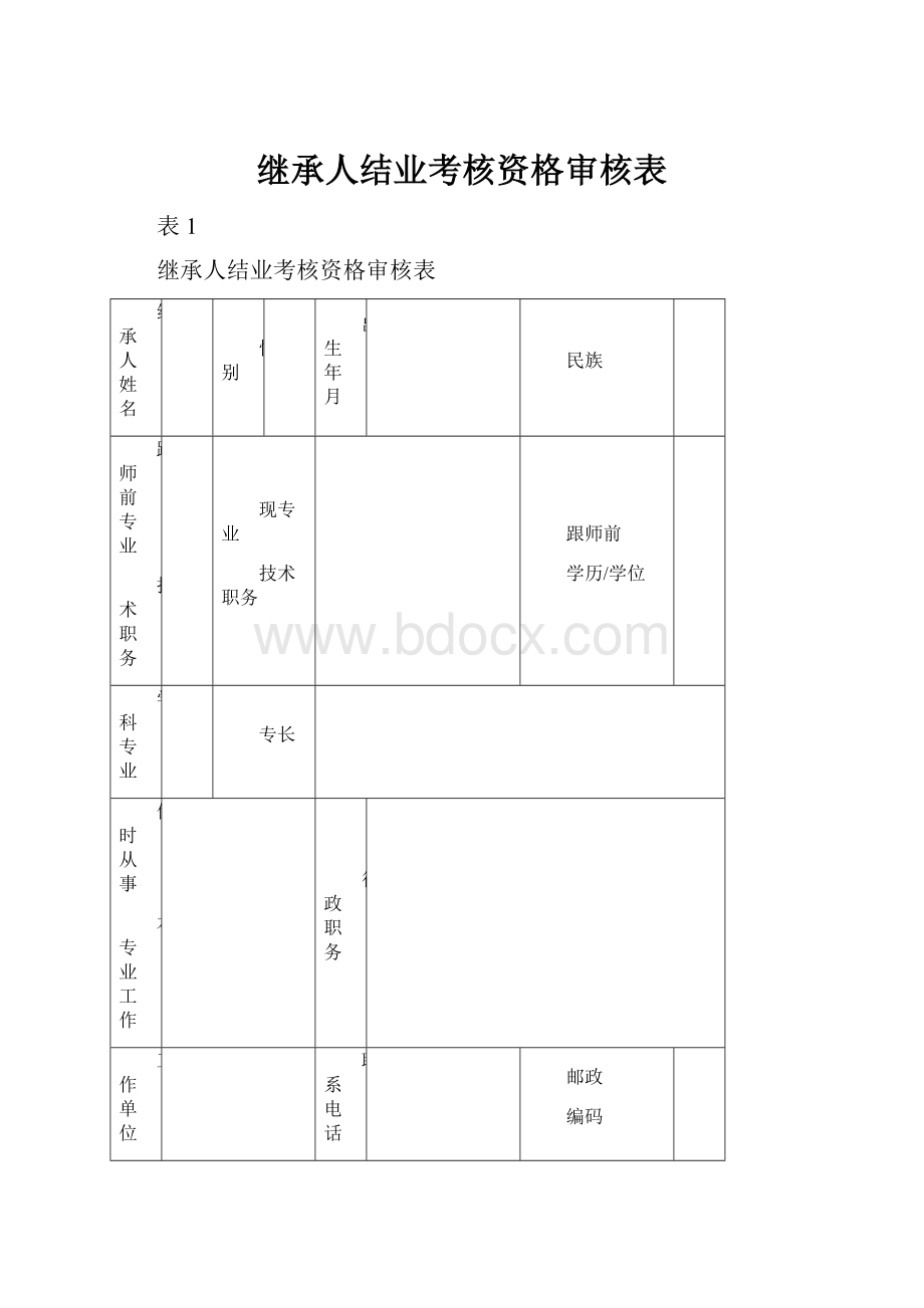 继承人结业考核资格审核表.docx_第1页