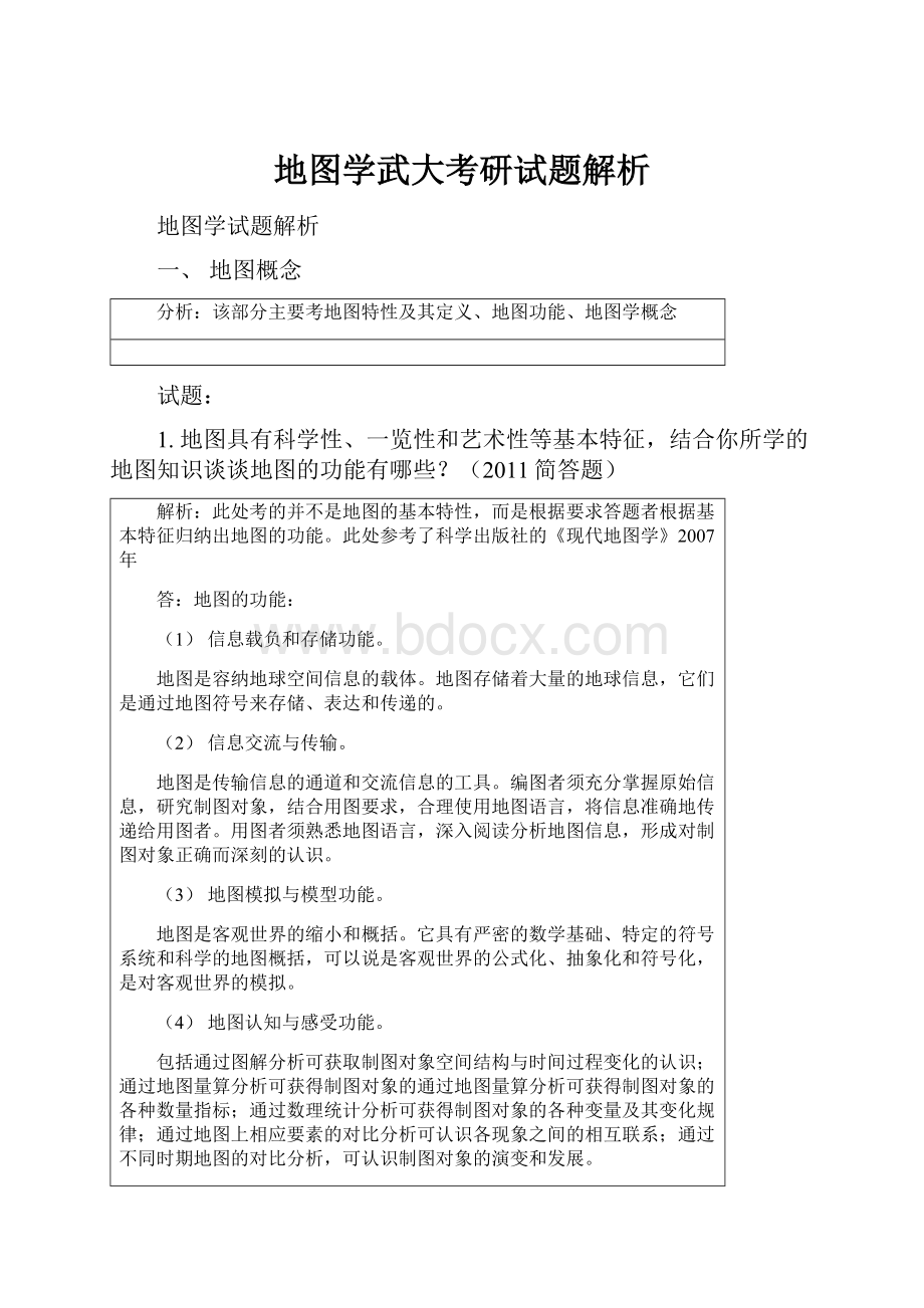 地图学武大考研试题解析.docx