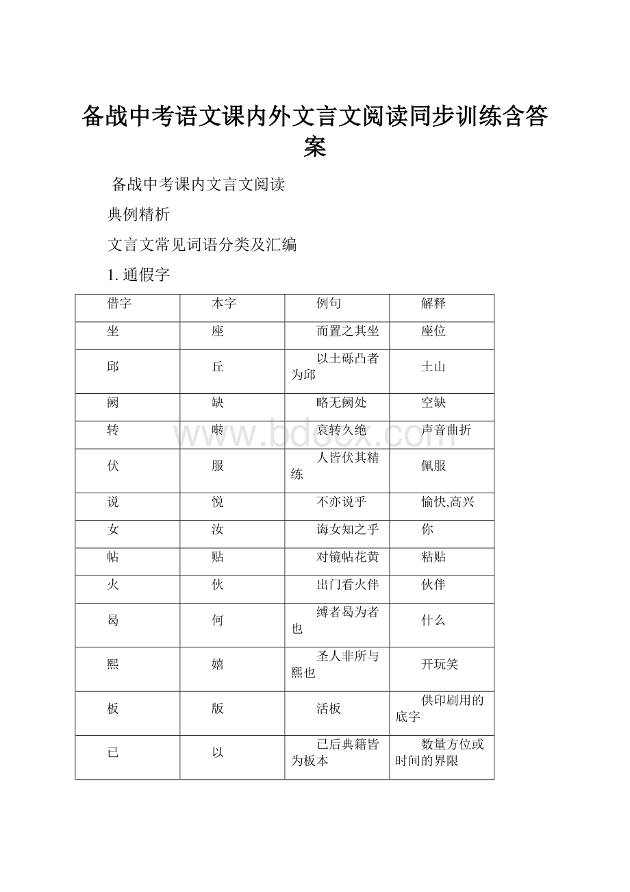 备战中考语文课内外文言文阅读同步训练含答案.docx_第1页