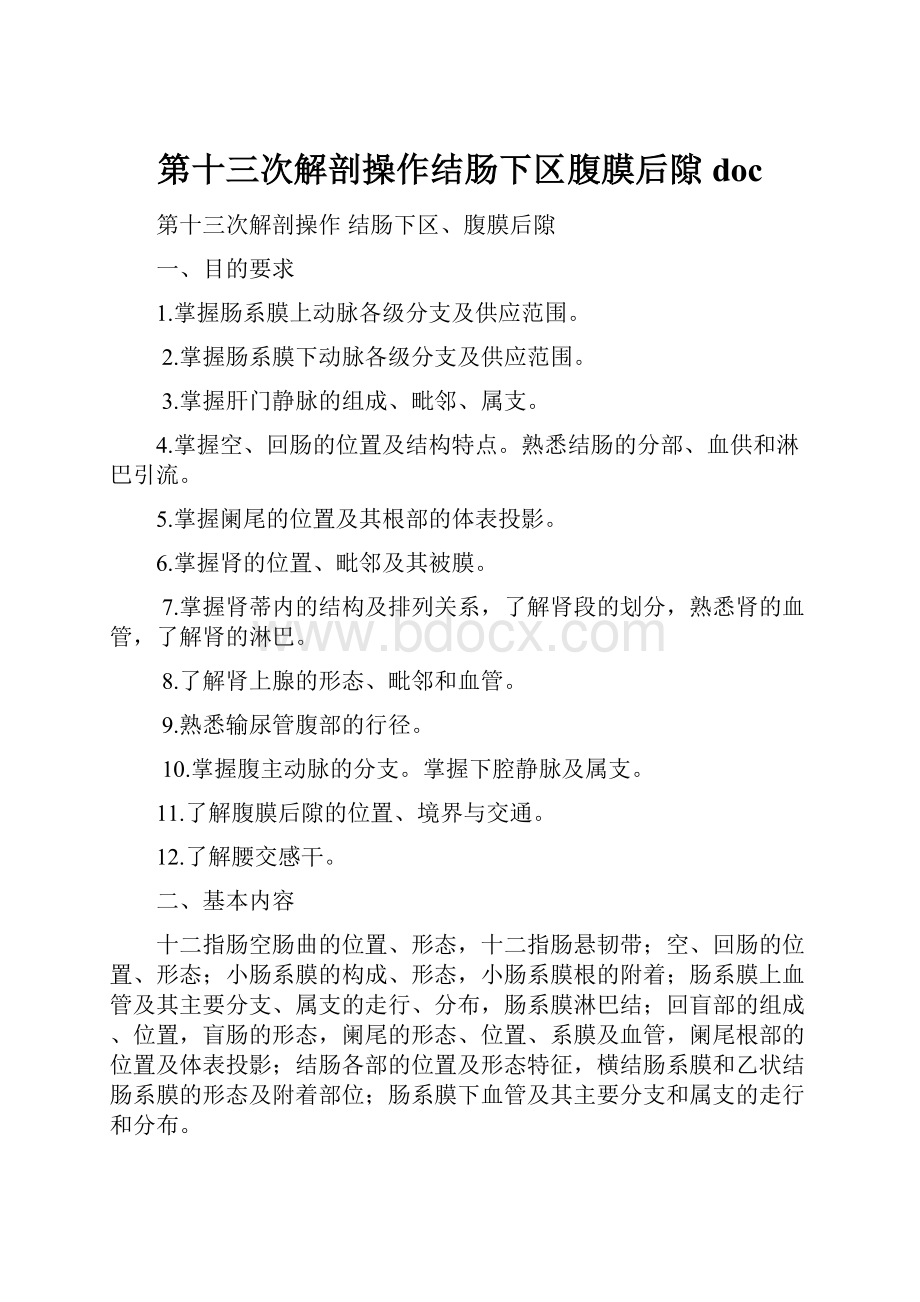 第十三次解剖操作结肠下区腹膜后隙doc.docx_第1页