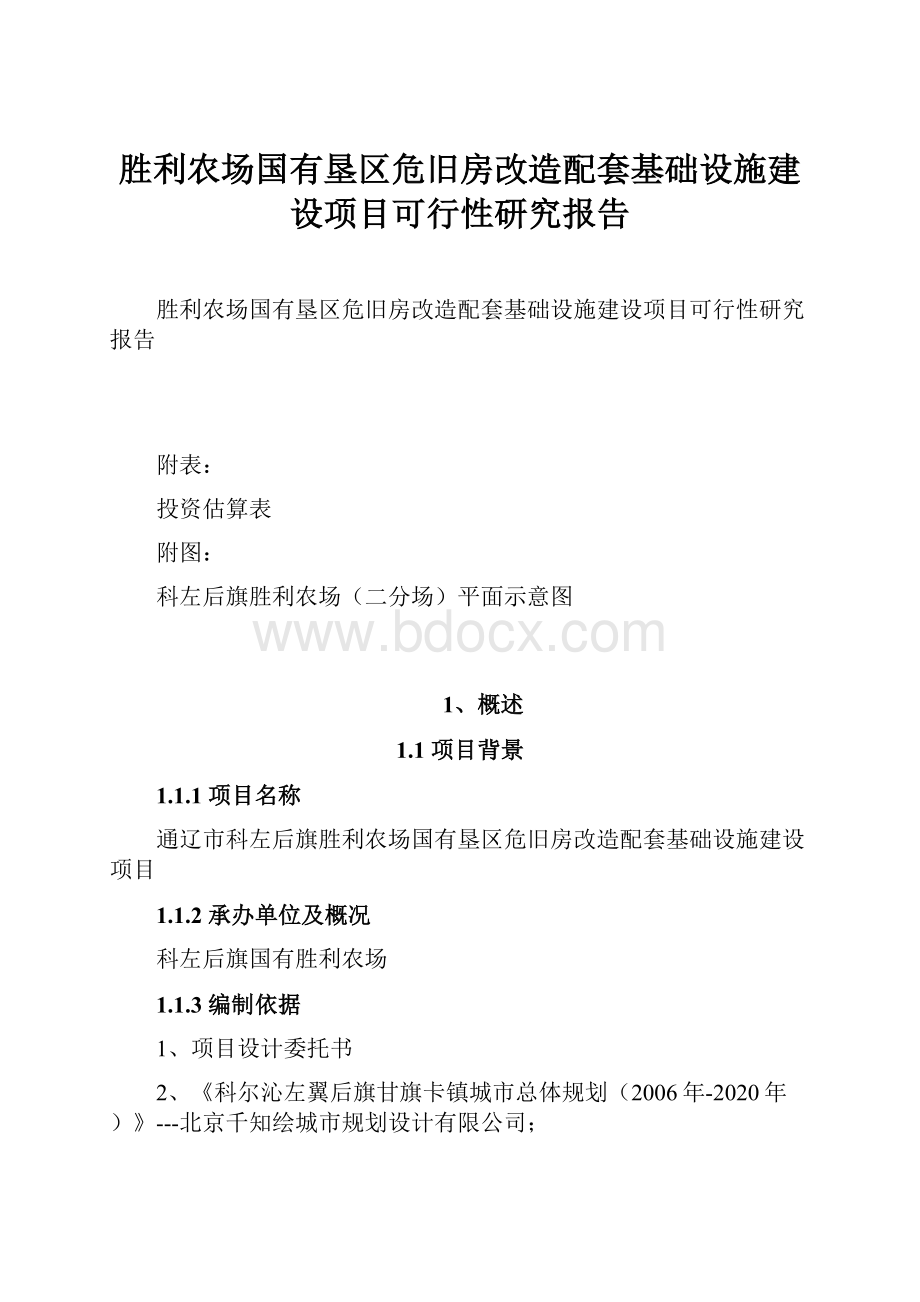 胜利农场国有垦区危旧房改造配套基础设施建设项目可行性研究报告.docx