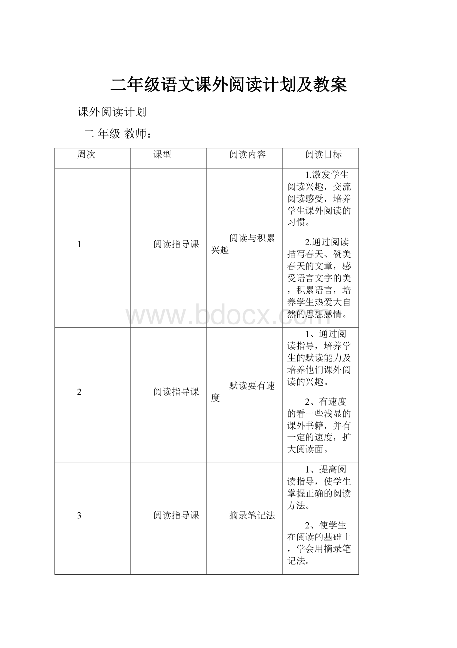 二年级语文课外阅读计划及教案.docx_第1页