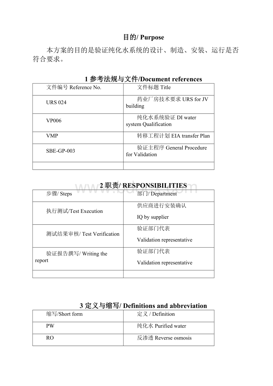 纯化水系统安装确认验证专业技术方案.docx_第2页