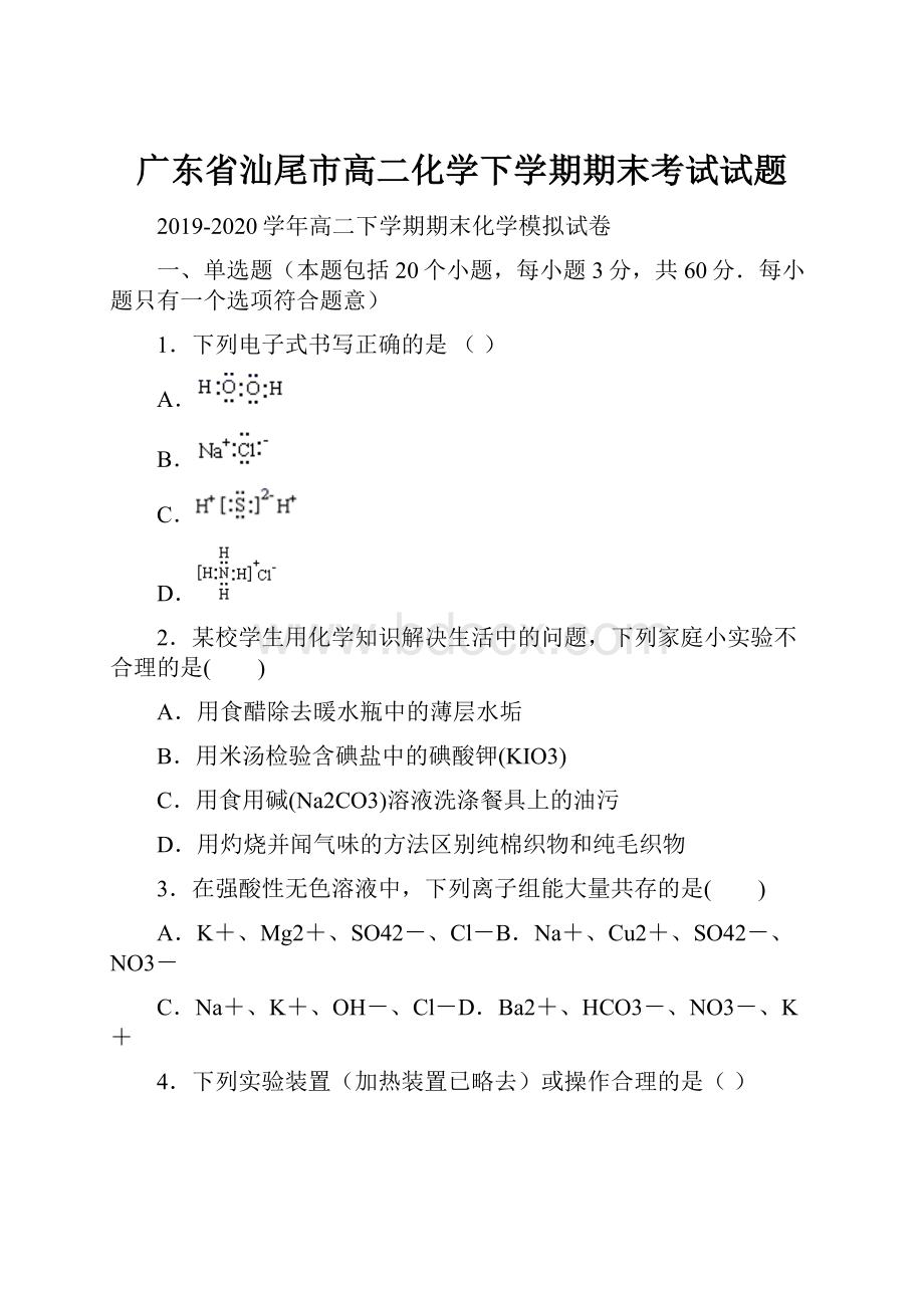 广东省汕尾市高二化学下学期期末考试试题.docx