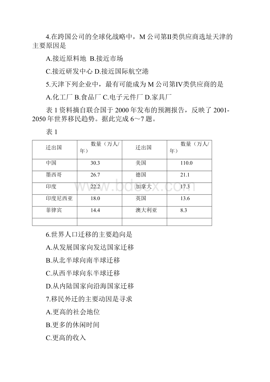 全国普通高等学校招生考试文综地理海南卷.docx_第2页