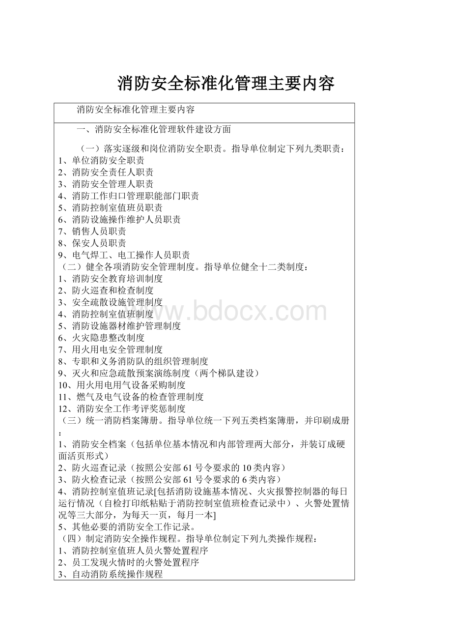 消防安全标准化管理主要内容.docx_第1页