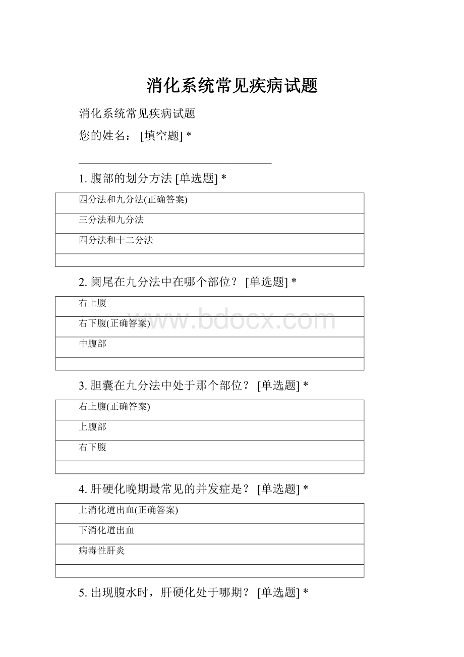 消化系统常见疾病试题.docx