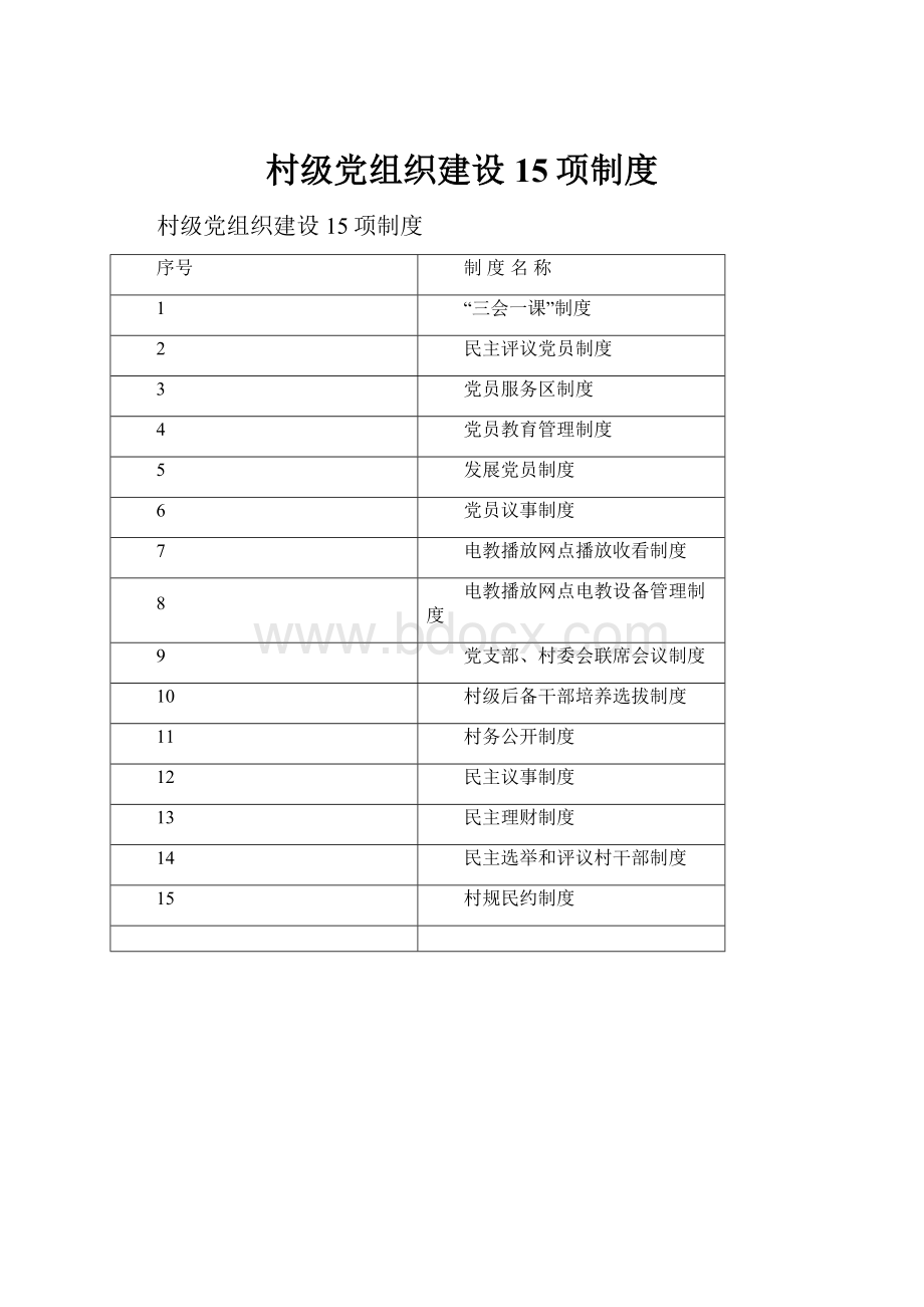 村级党组织建设15项制度.docx