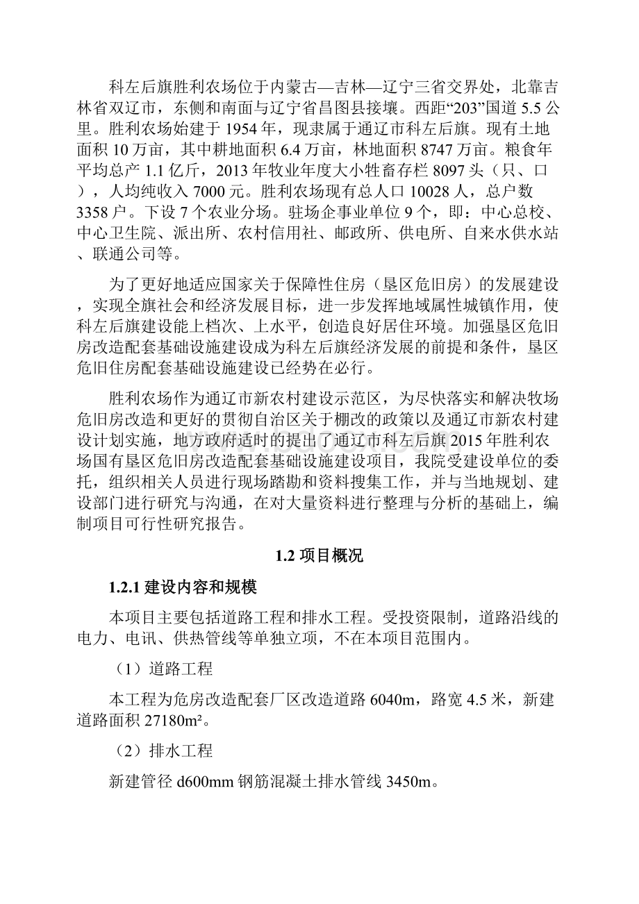 胜利农场国有垦区危旧房改造配套基础设施建设项目可行性研究报告.docx_第3页