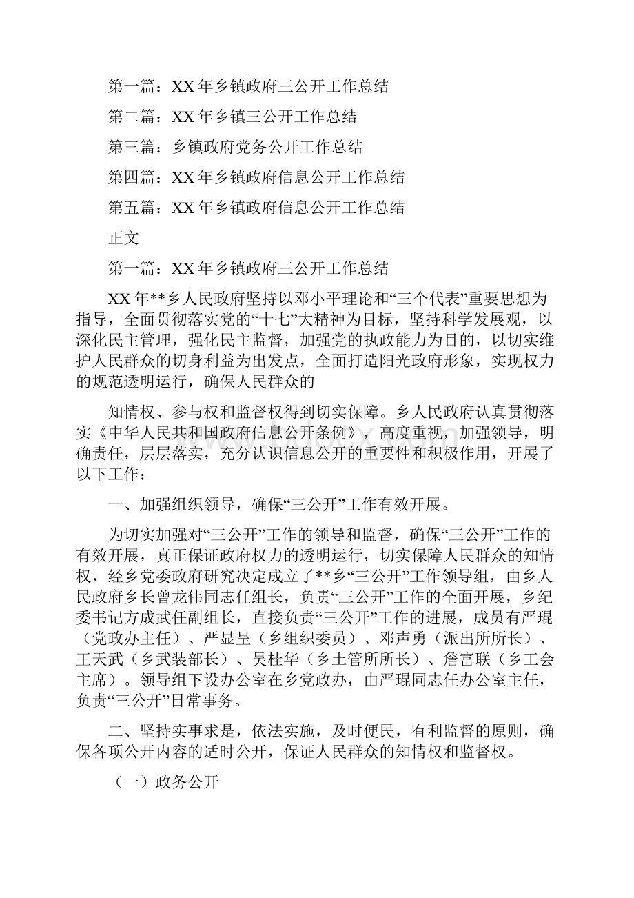 乡镇政府三公开工作总结.docx_第2页