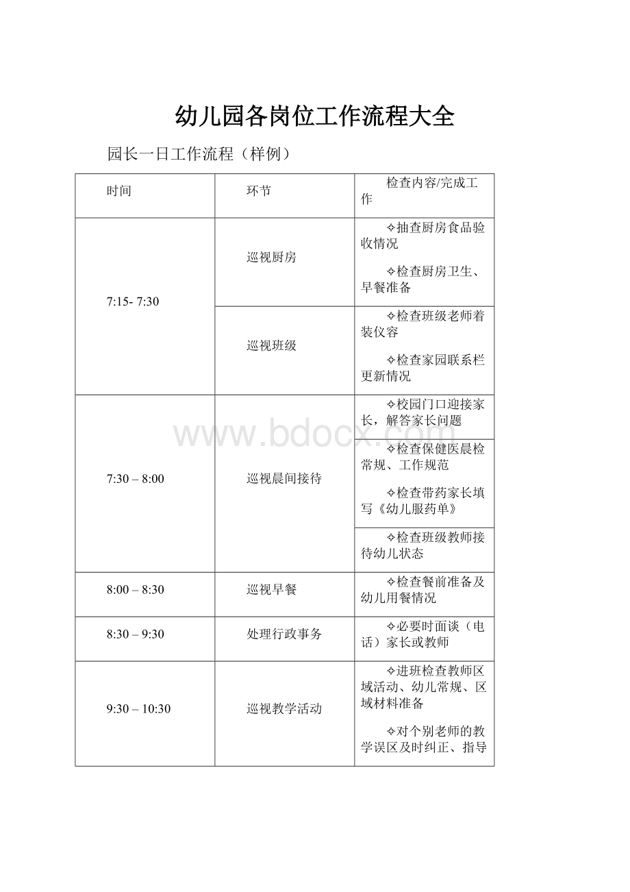 幼儿园各岗位工作流程大全.docx_第1页