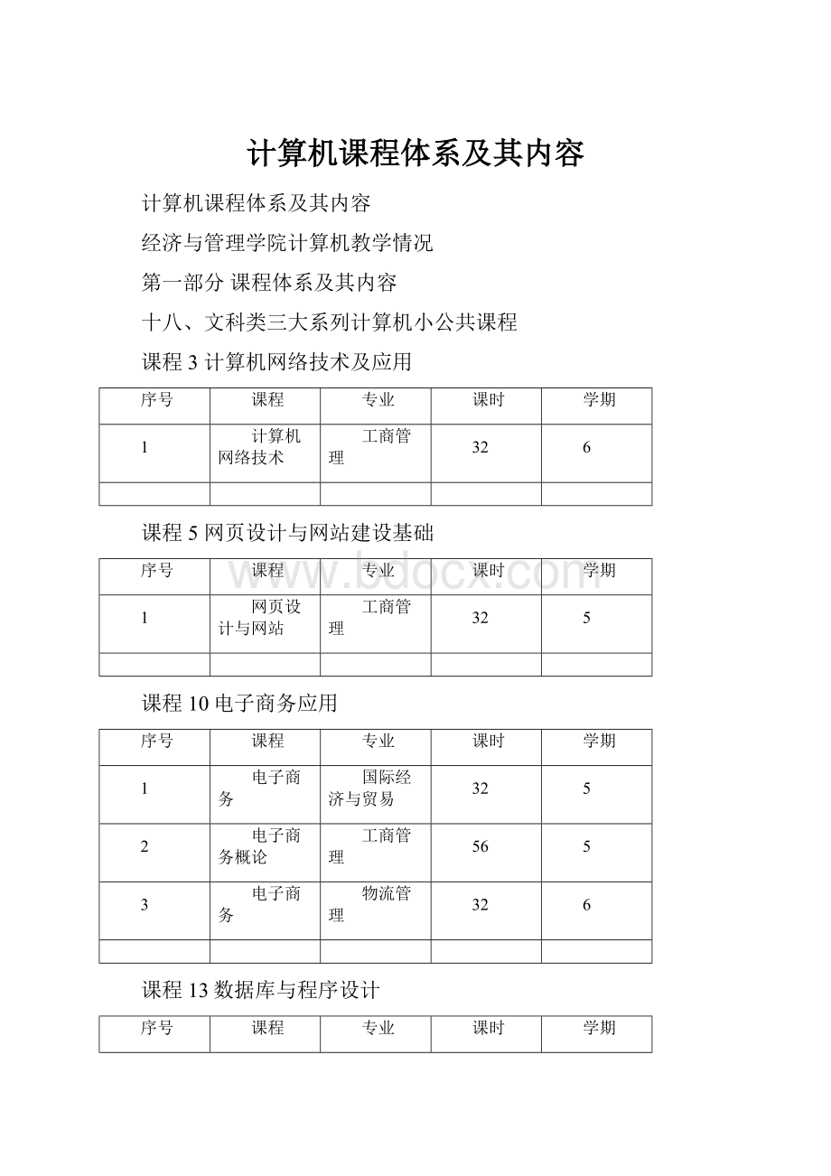 计算机课程体系及其内容.docx