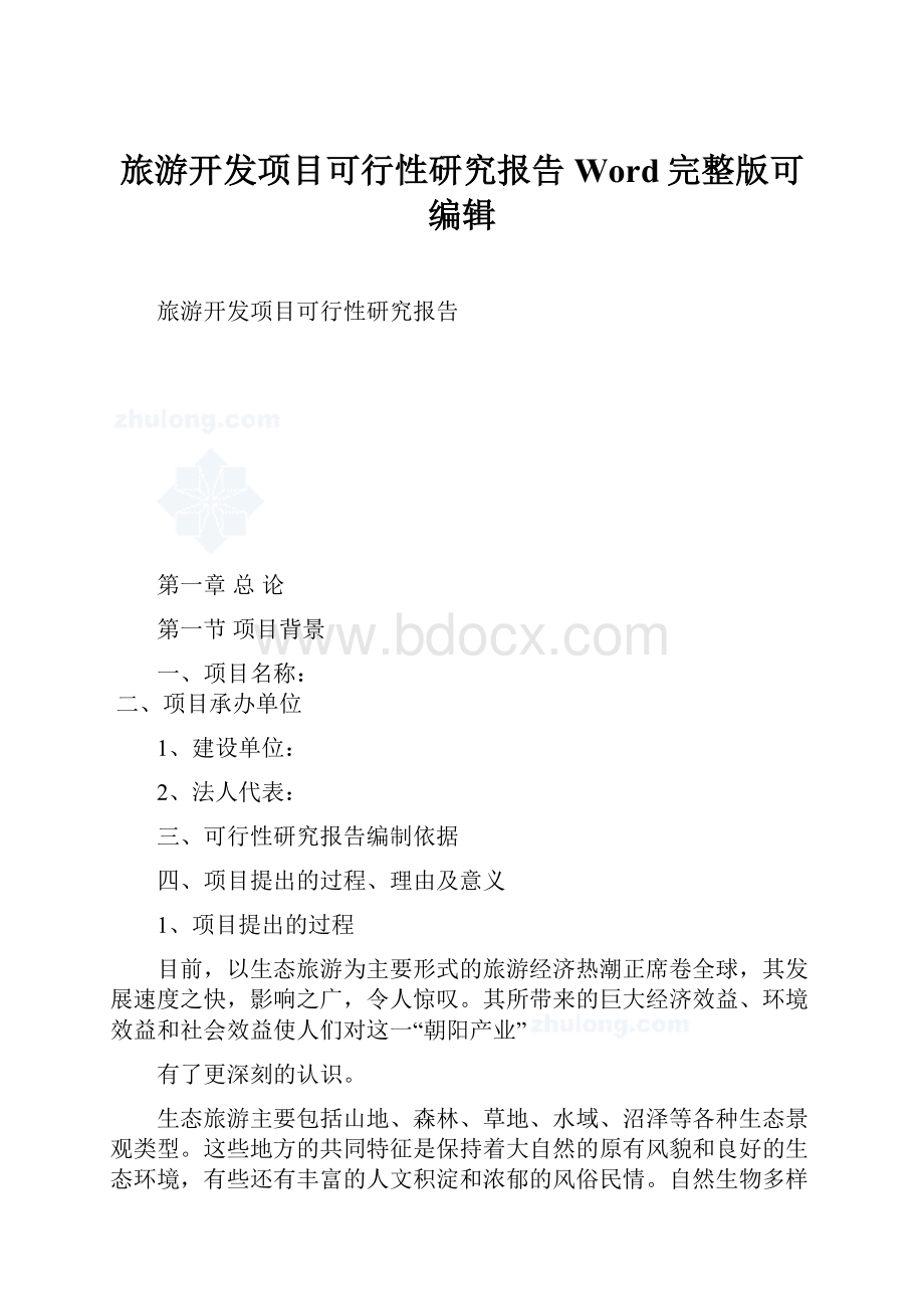 旅游开发项目可行性研究报告Word完整版可编辑.docx