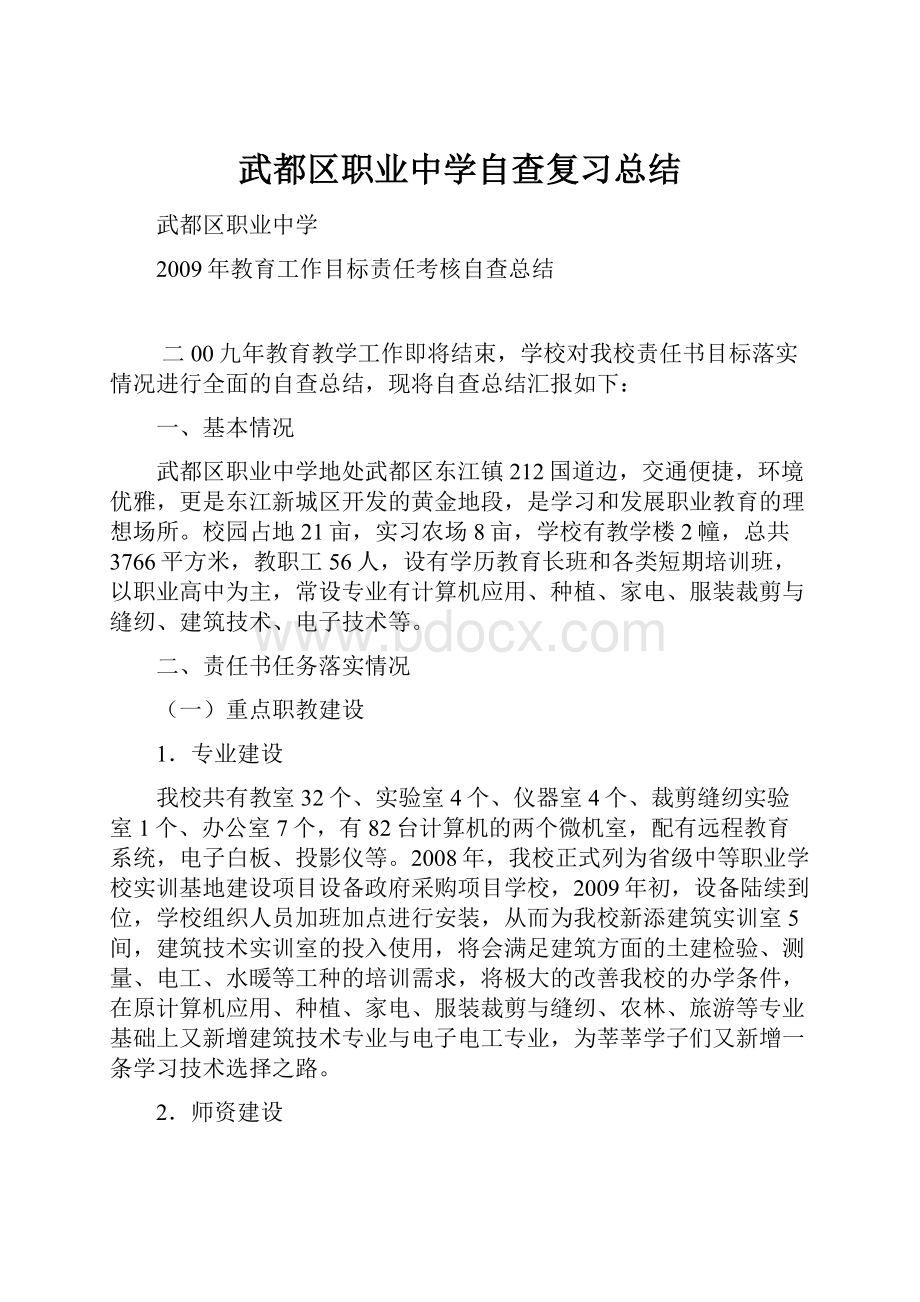 武都区职业中学自查复习总结.docx_第1页