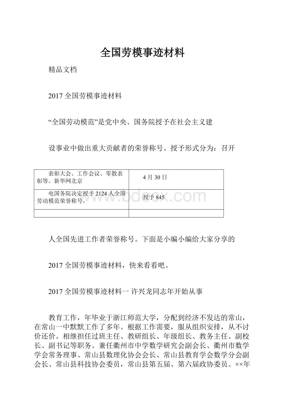 全国劳模事迹材料.docx