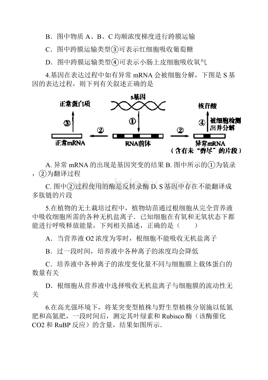 山东省枣庄市届高三生物月份阶段性自测试题及参考答案.docx_第2页