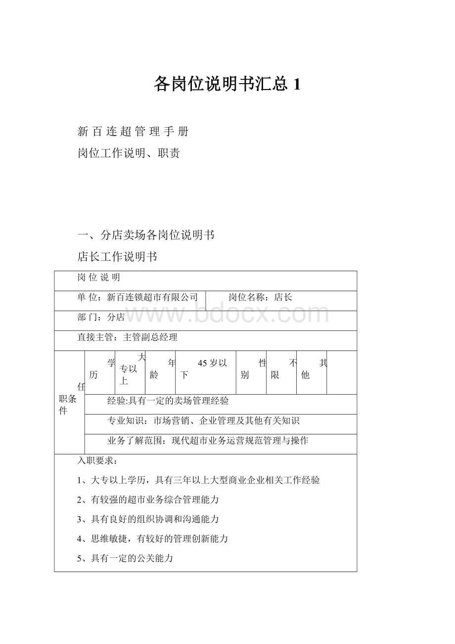 各岗位说明书汇总1.docx_第1页