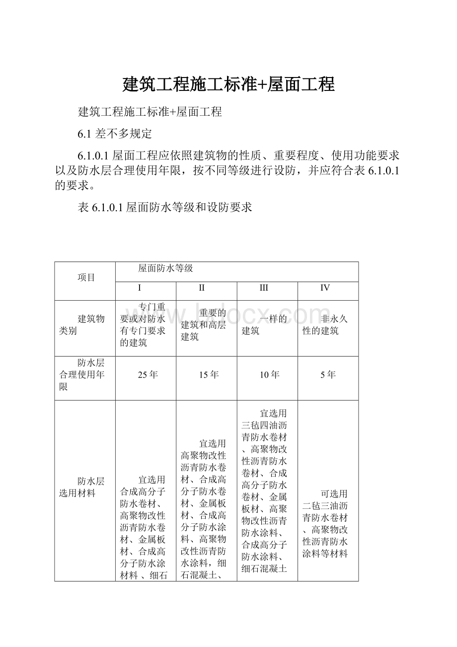 建筑工程施工标准+屋面工程.docx_第1页