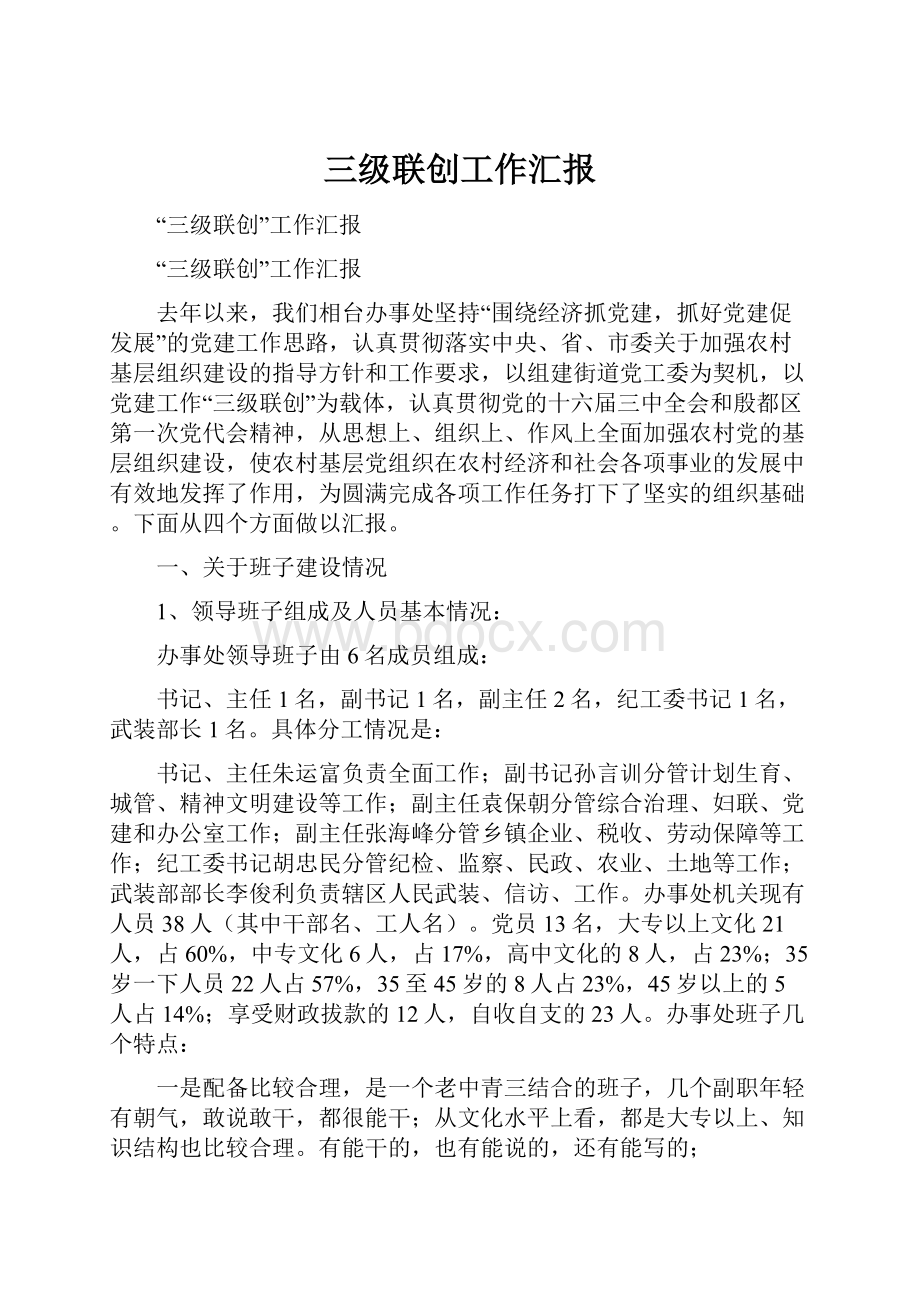 三级联创工作汇报.docx