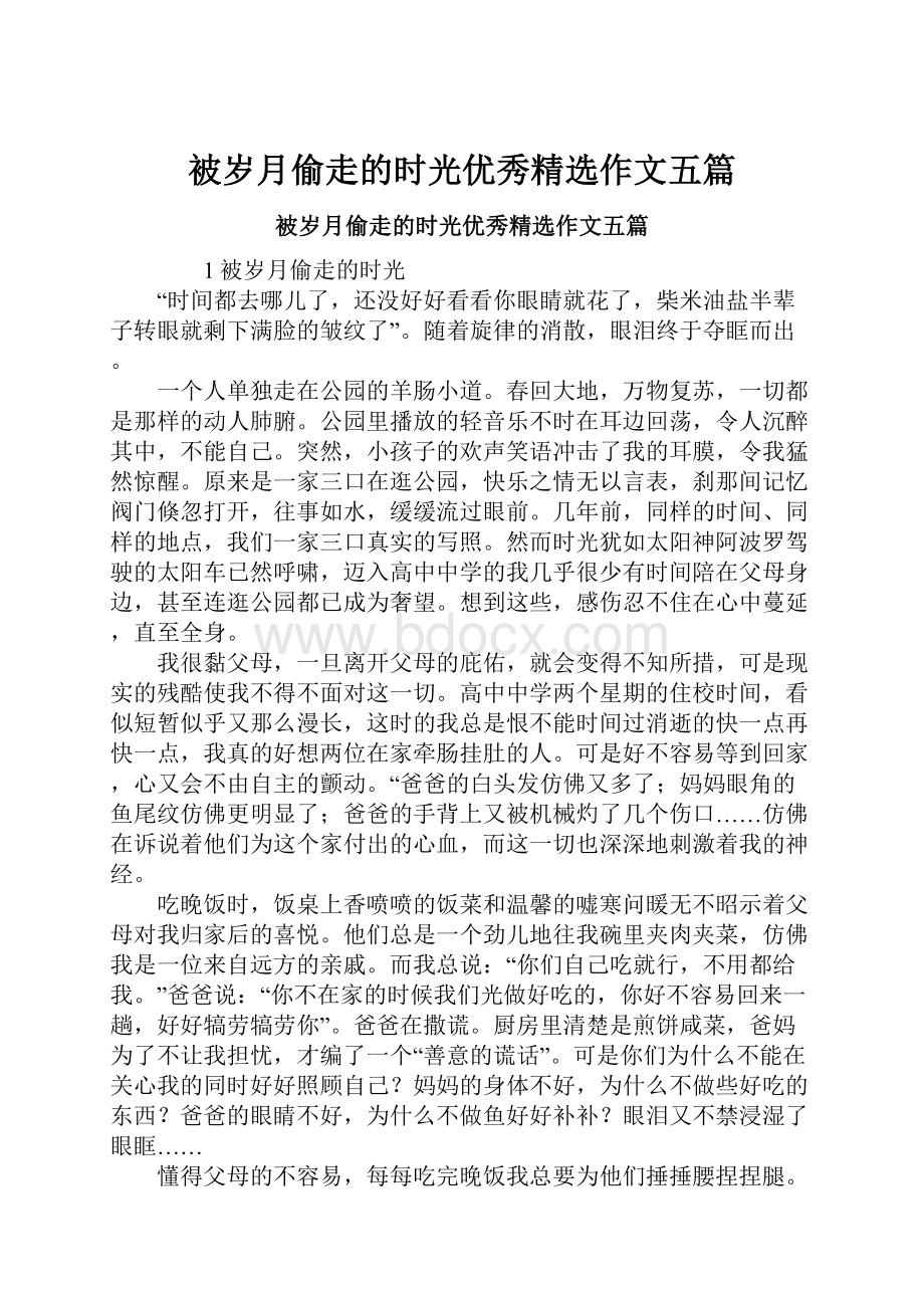 被岁月偷走的时光优秀精选作文五篇.docx