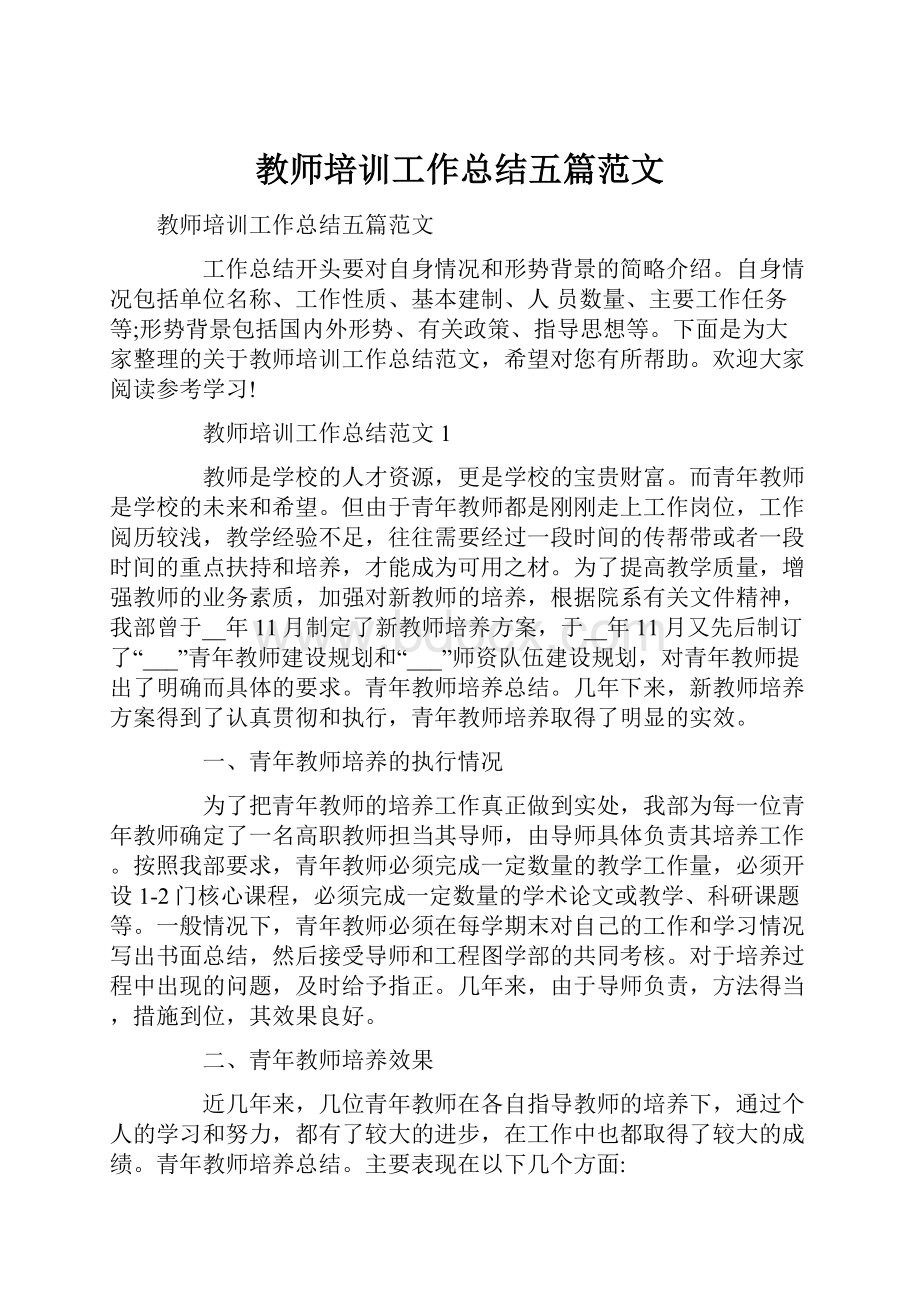 教师培训工作总结五篇范文.docx