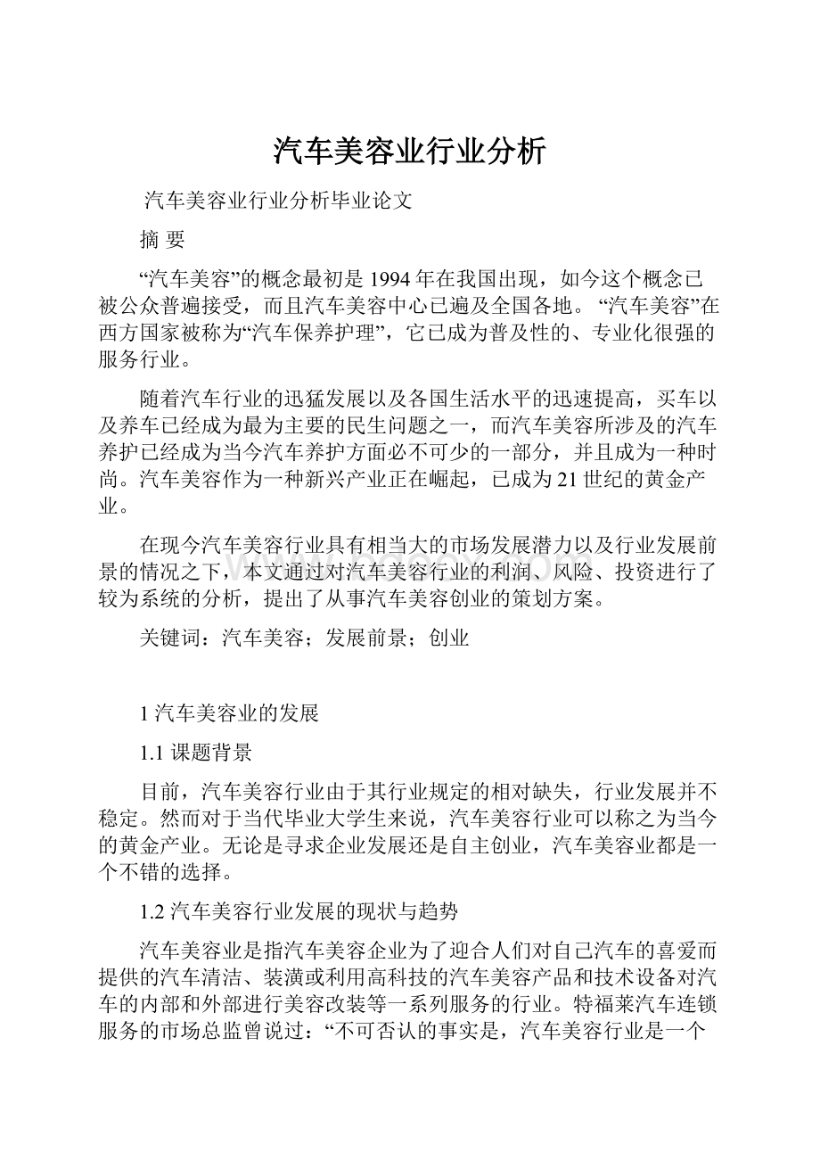 汽车美容业行业分析.docx