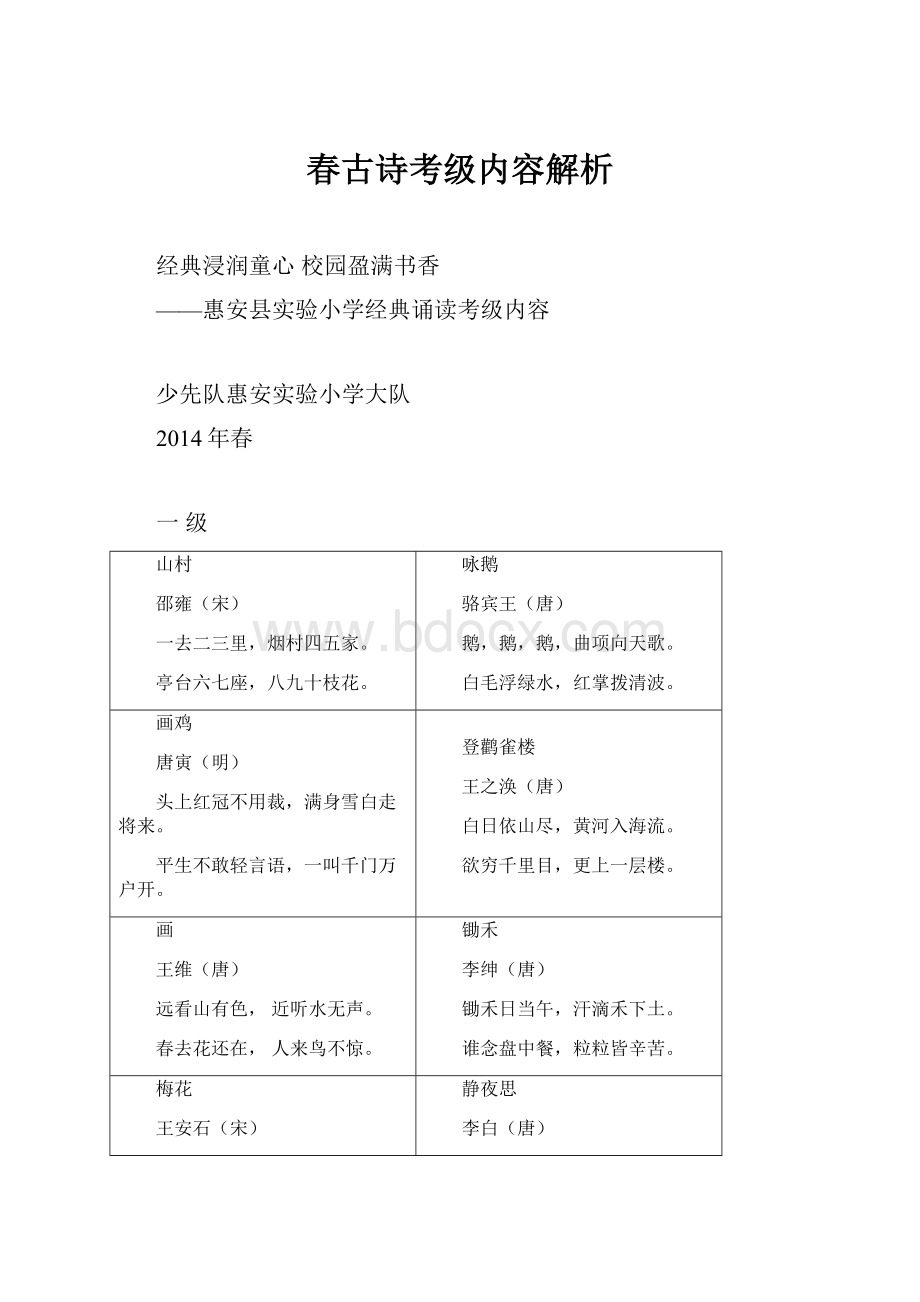 春古诗考级内容解析.docx_第1页