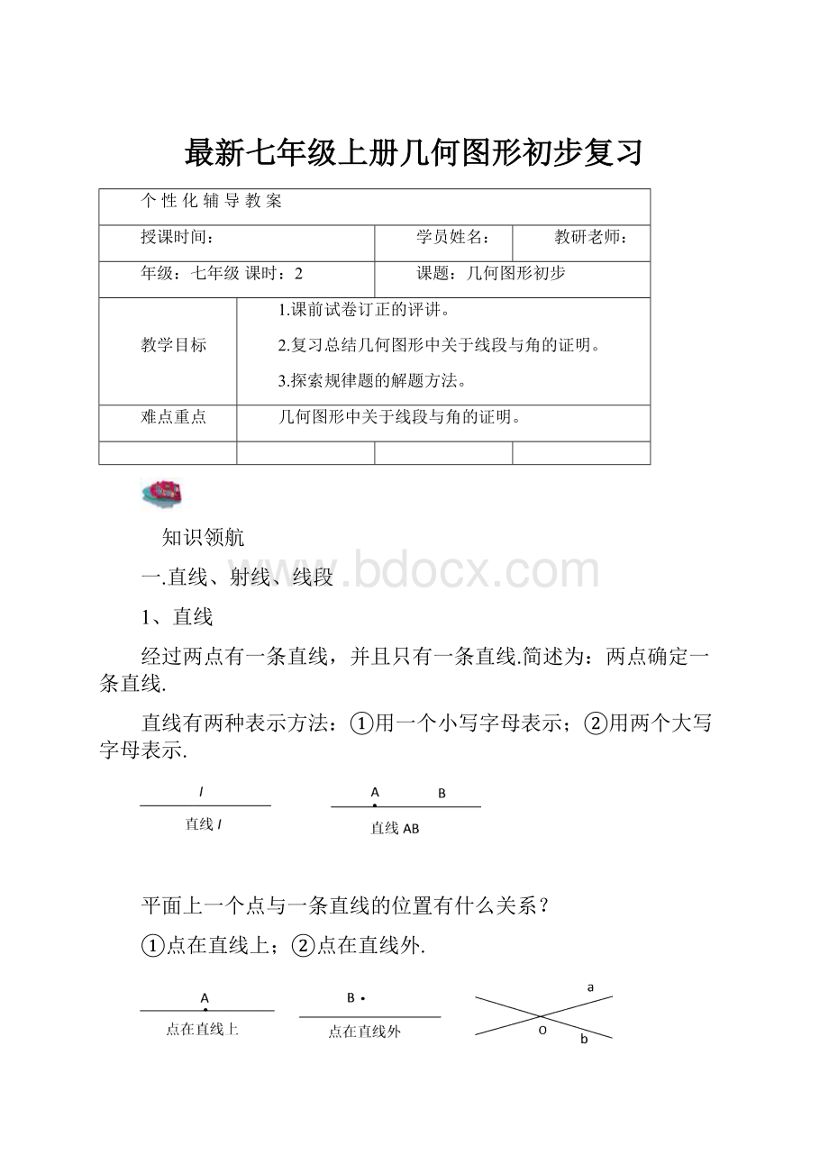 最新七年级上册几何图形初步复习.docx_第1页