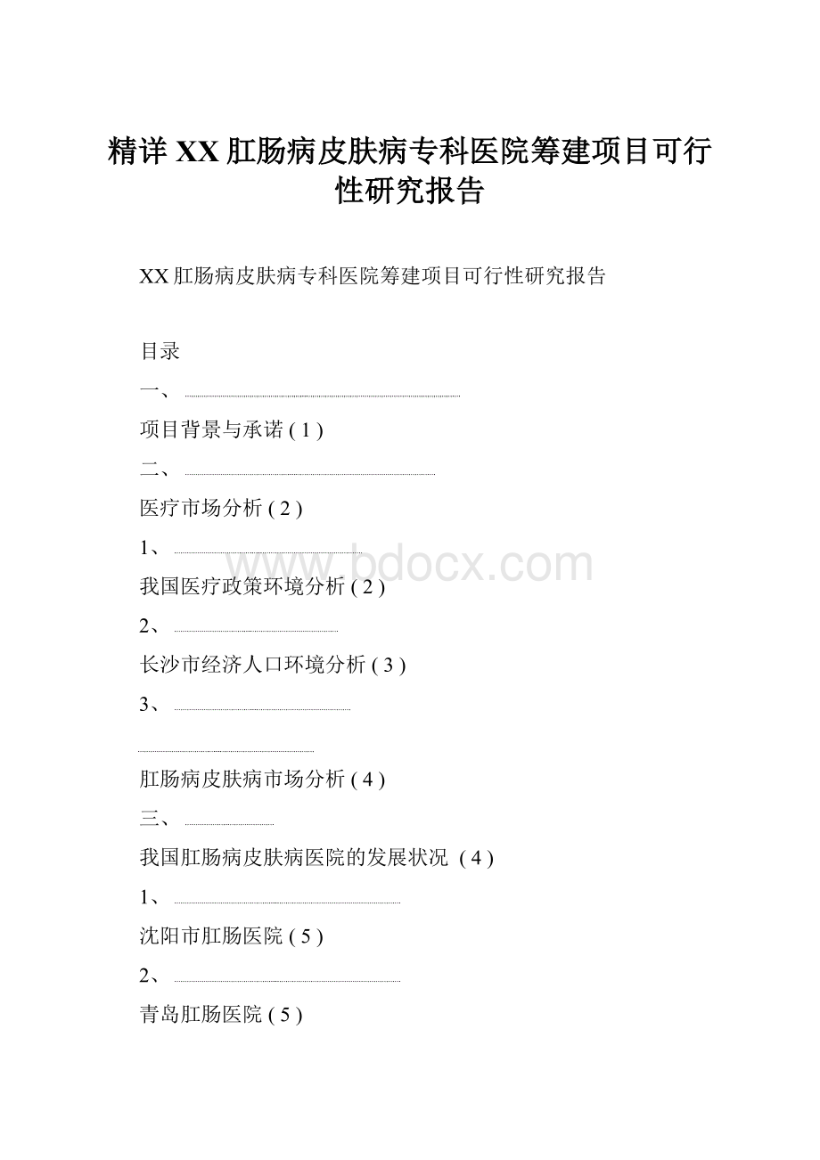 精详XX肛肠病皮肤病专科医院筹建项目可行性研究报告.docx_第1页