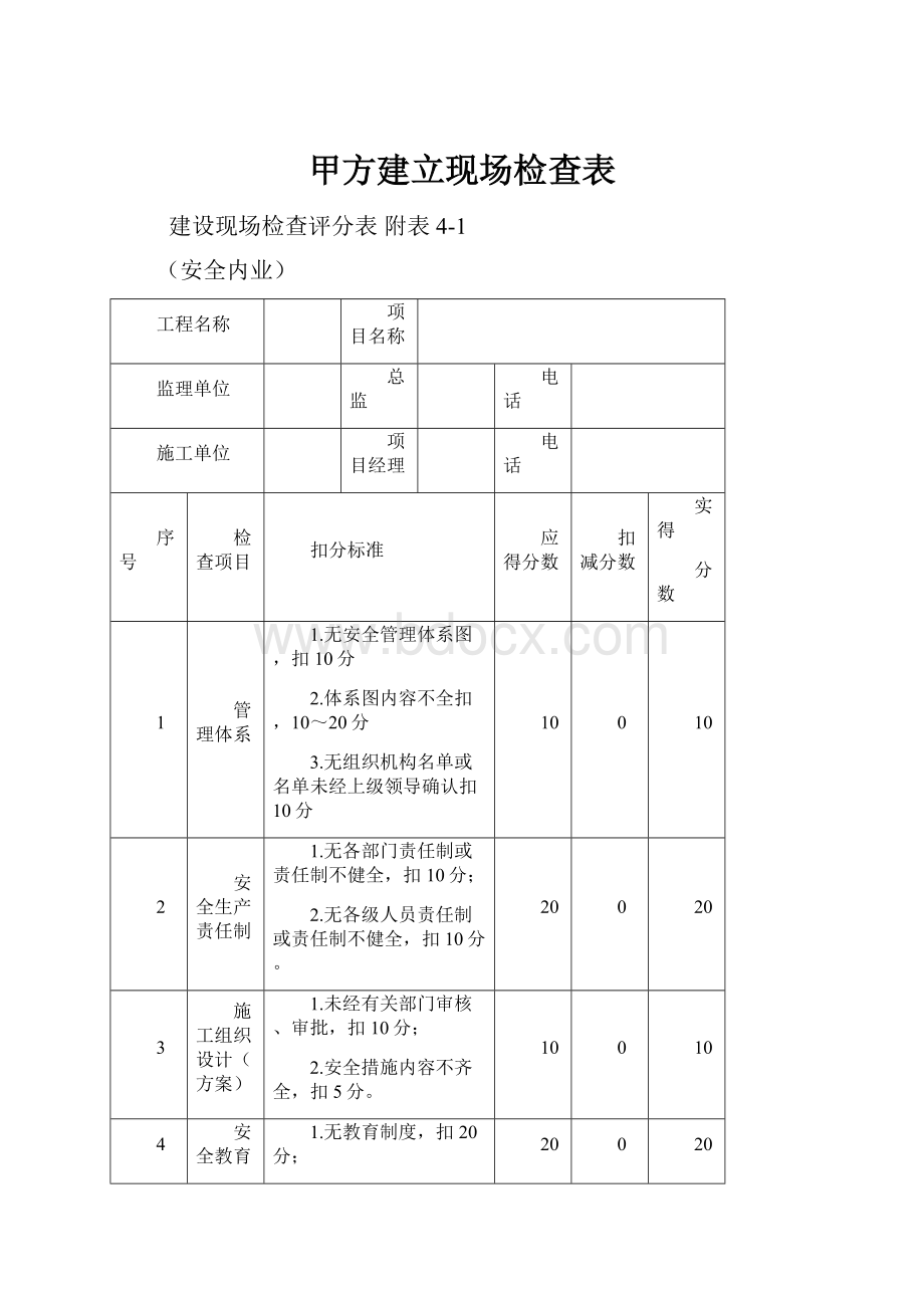 甲方建立现场检查表.docx