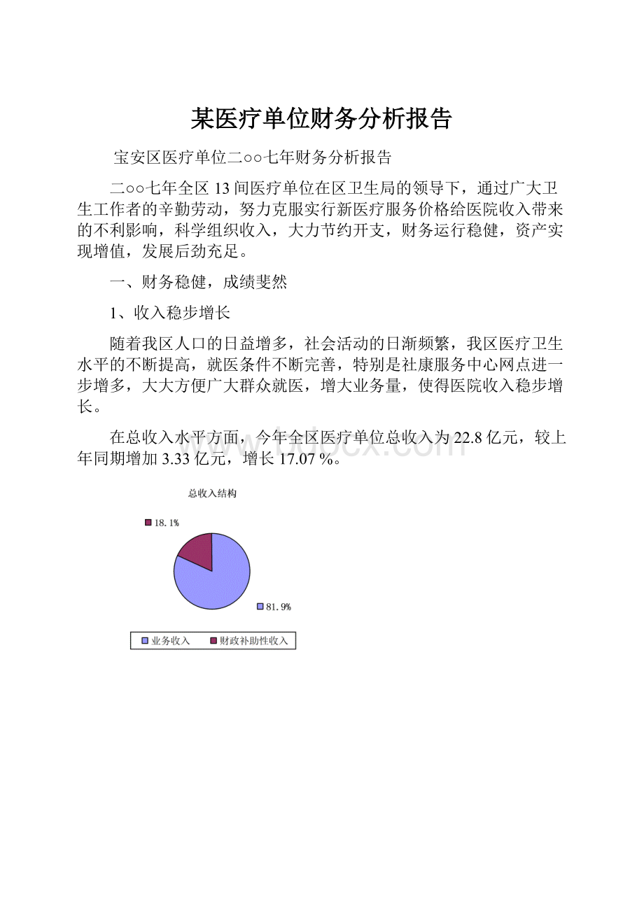 某医疗单位财务分析报告.docx