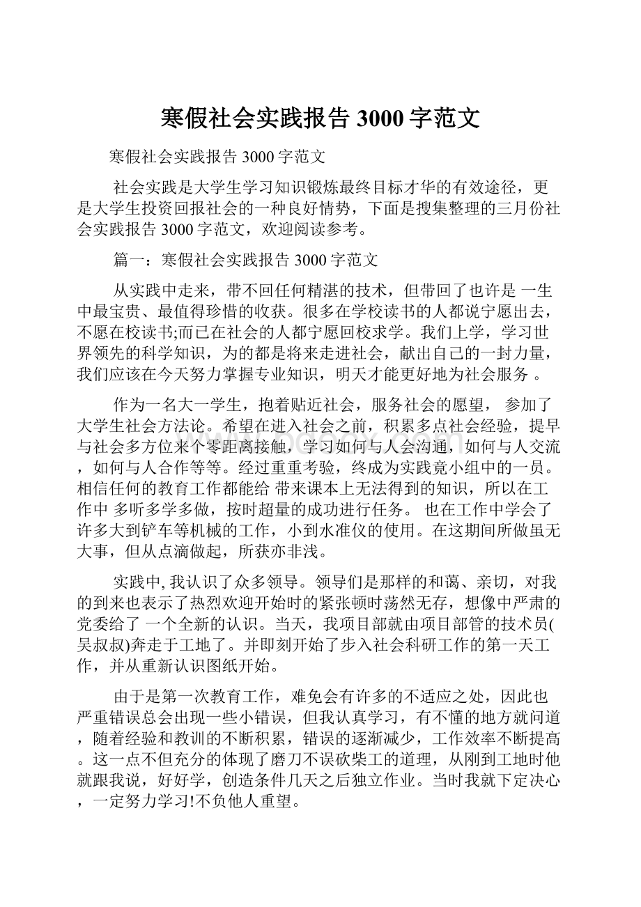 寒假社会实践报告3000字范文.docx_第1页