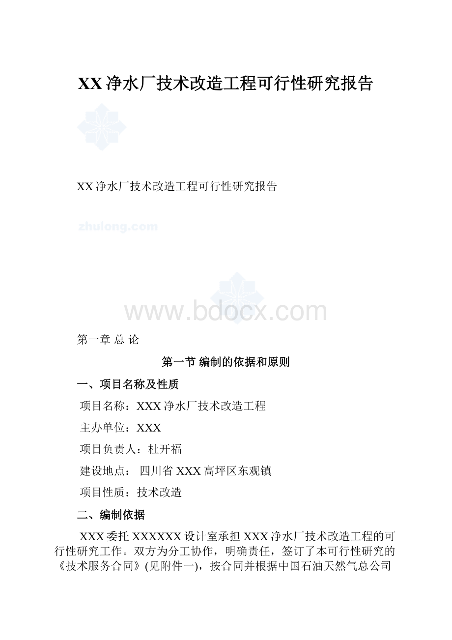 XX净水厂技术改造工程可行性研究报告.docx_第1页