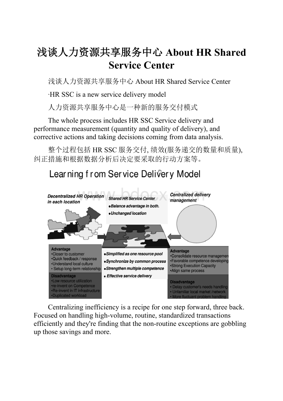 浅谈人力资源共享服务中心About HR Shared Service Center.docx