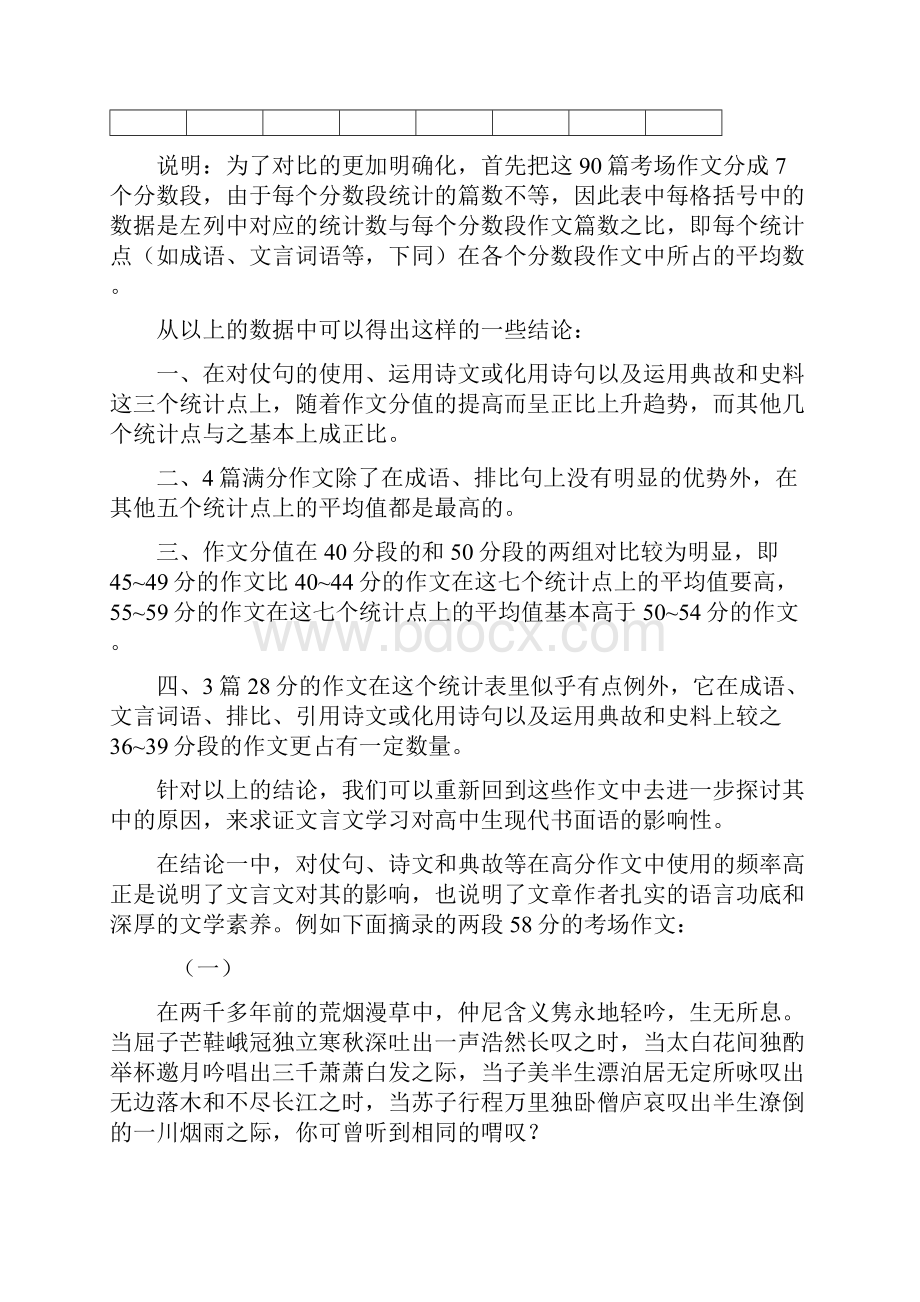 从百篇高考考作文看文言文与高中生语言发展水平的关系试.docx_第3页