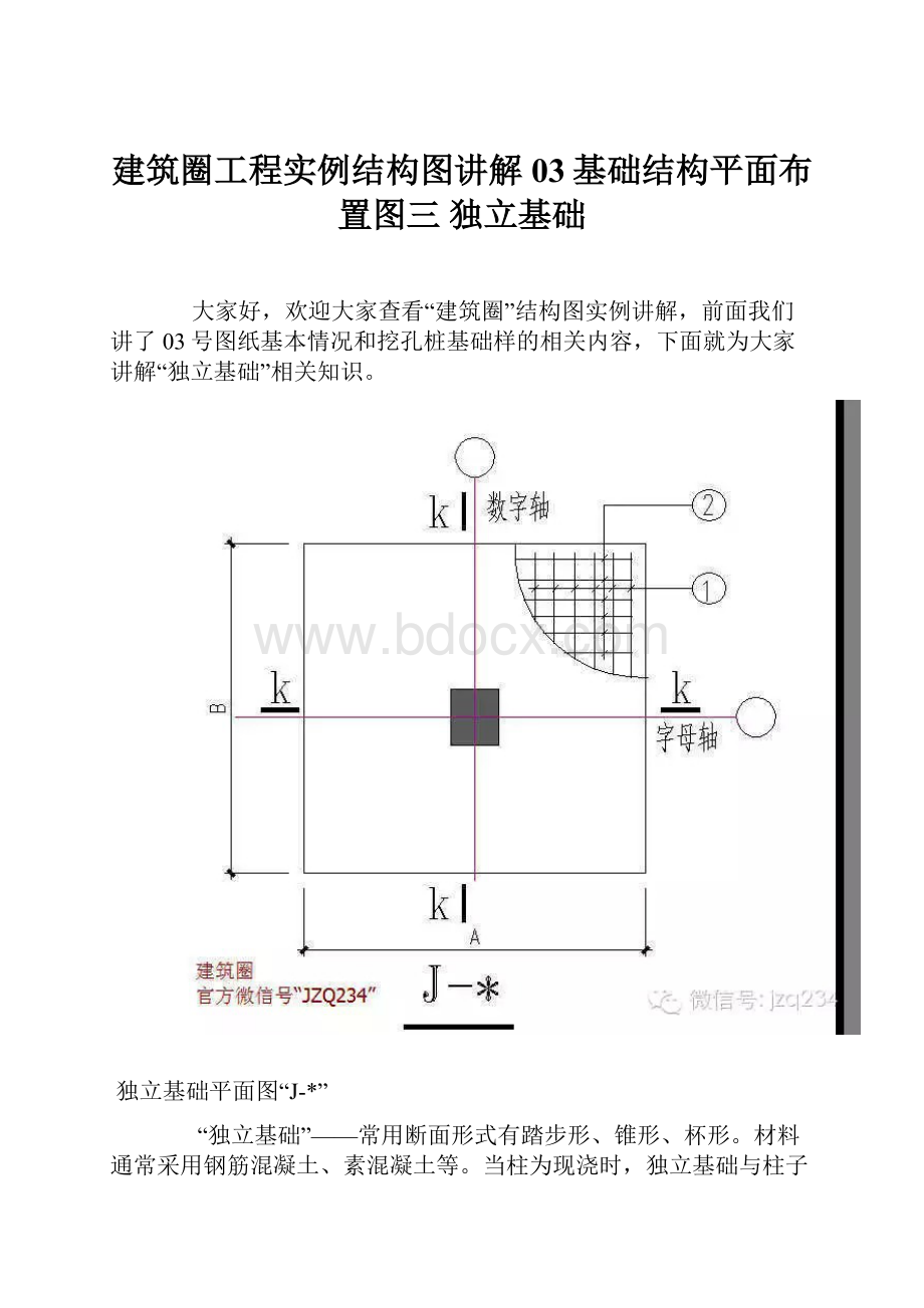 建筑圈工程实例结构图讲解 03基础结构平面布置图三 独立基础.docx_第1页