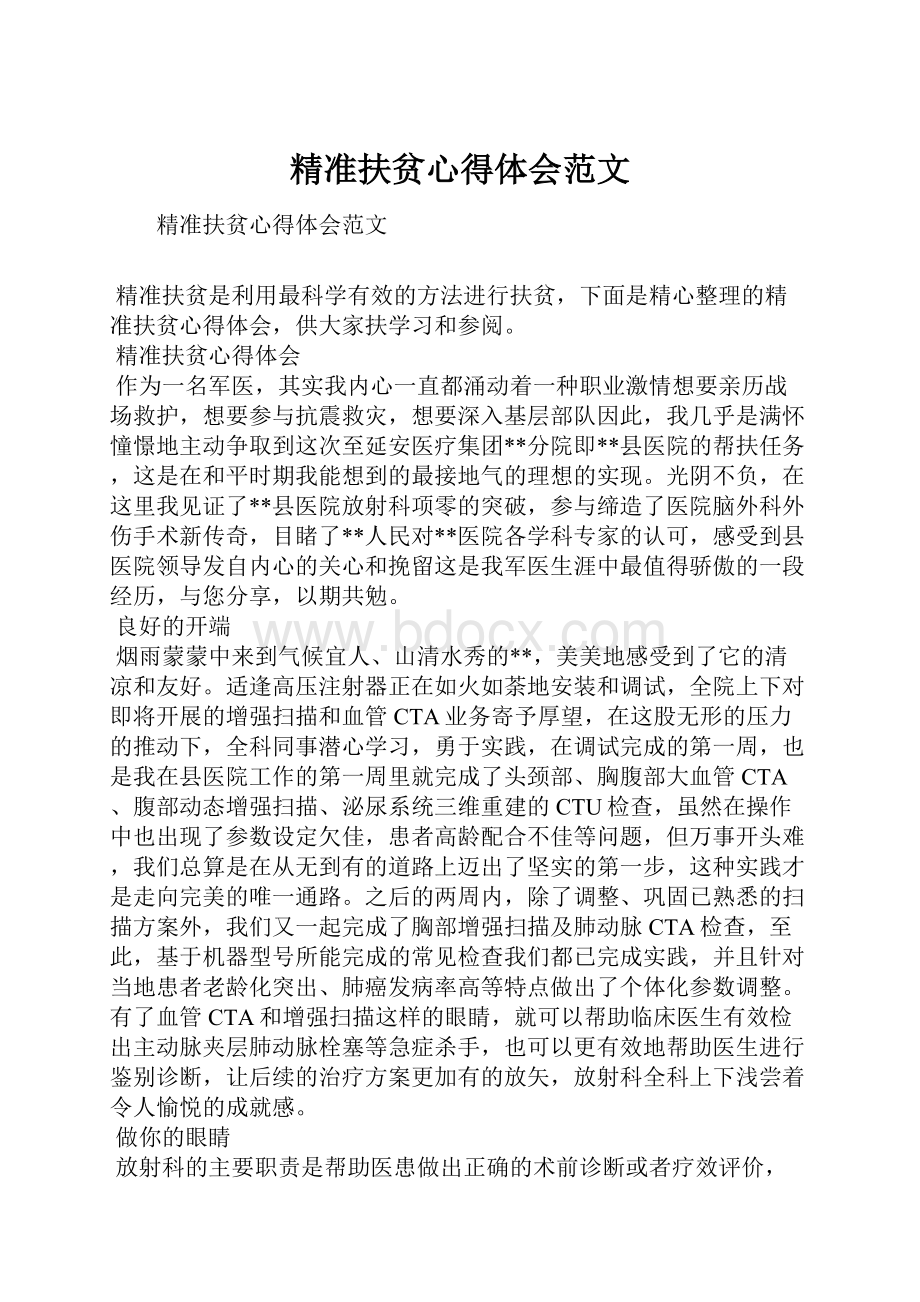 精准扶贫心得体会范文.docx